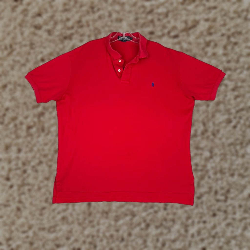 Ralph Lauren VINTAGE Ralph Lauren Polo Shirt Men L Red 100% Cotton Short Sleeve Logo Embroidered Button Collared Classic All Seasons Breathable Regular Size US L / EU 52-54 / 3 - 1 Thumbnail