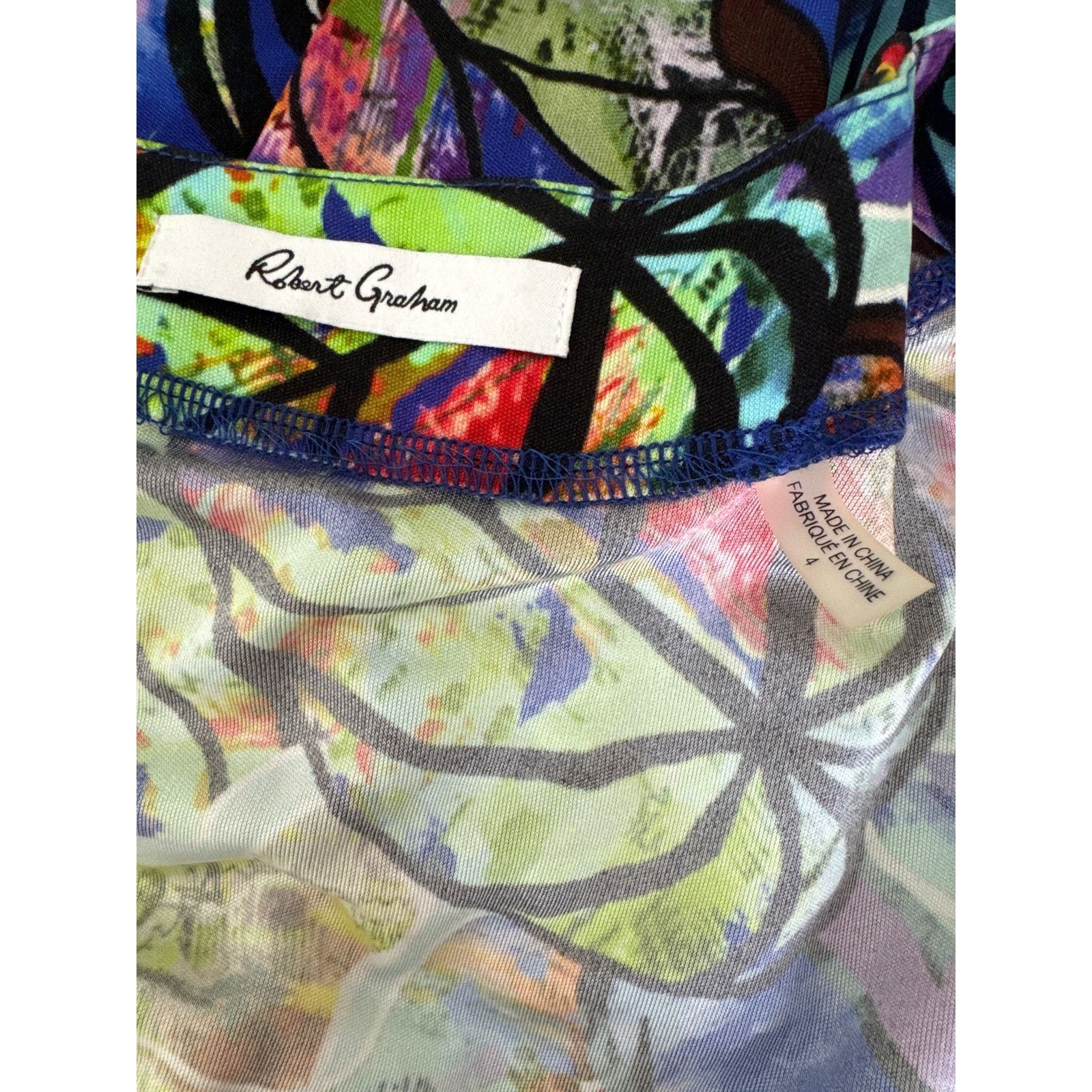 Robert Graham ROBERT GRAHAM Silk Blend Printed Wrap Dress Size 4 Size S / US 4 / IT 40 - 3 Thumbnail