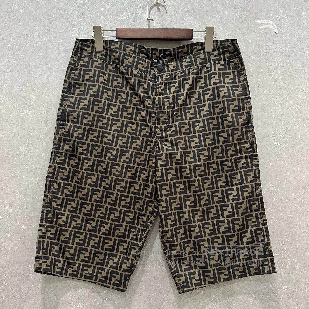Fendi Fendi Monogram Nylon Drawstring Shorts. Size US 34 / EU 50 - 1 Thumbnail