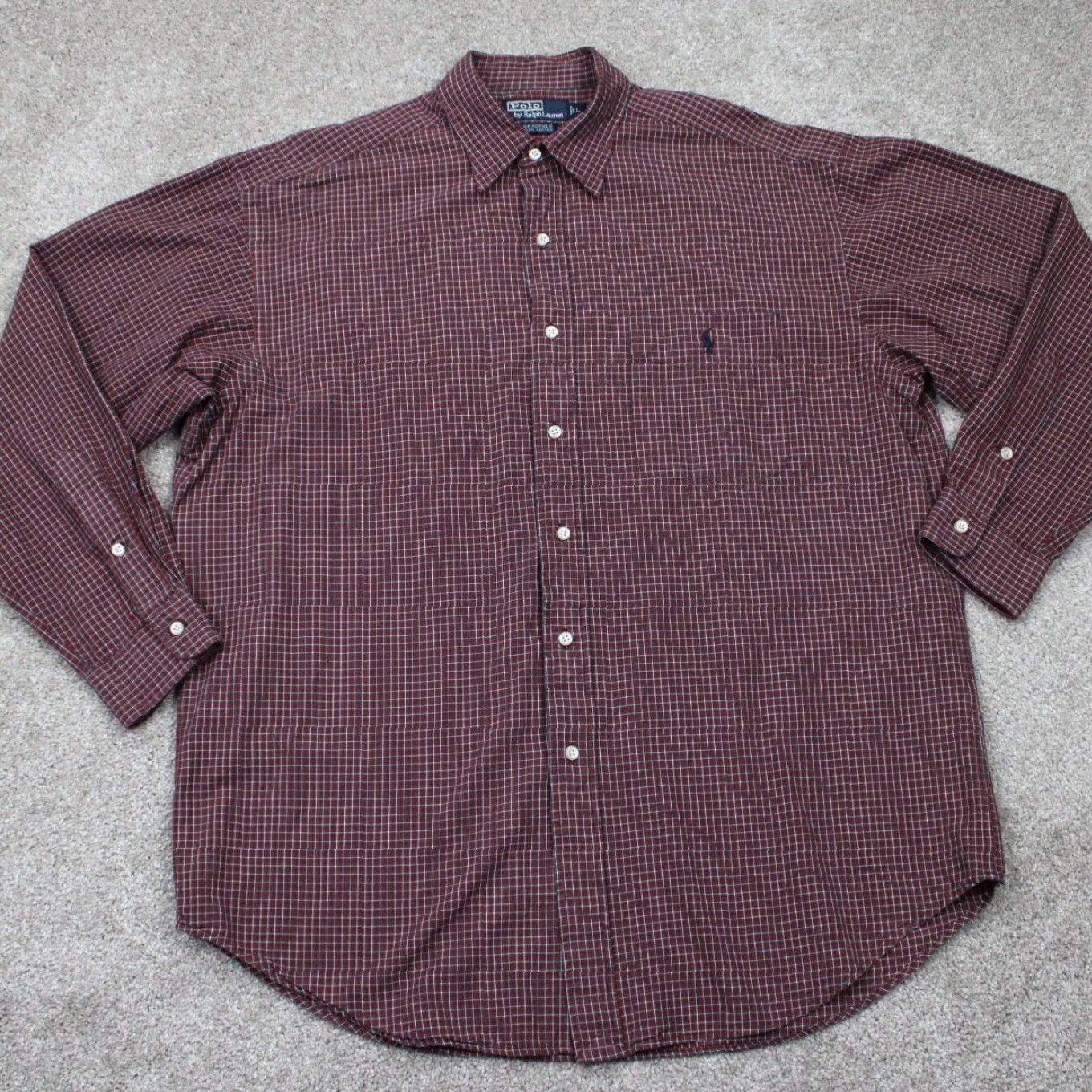Polo Ralph Lauren Polo Ralph Lauren Bradfield Shirt Adult Large Red/Gray/White Cotton L/S Button Shirt Mens Large Red Size US L / EU 52-54 / 3 - 2 Thumbnail
