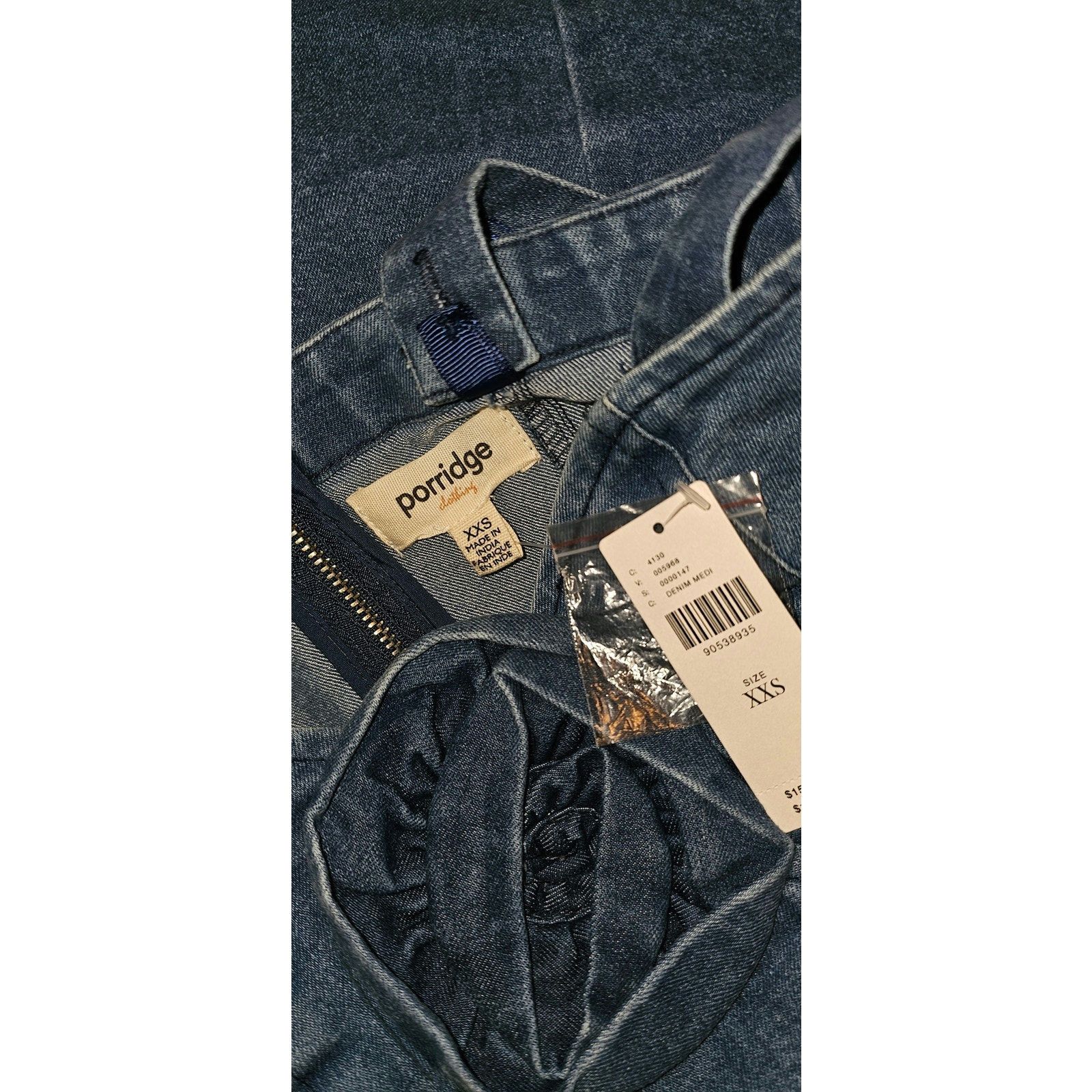 Anthropologie NWT Porridge Rosette Denim Slim Mini Dress $158 XXS Blue Size XXS / US 00 / IT 34 - 5 Thumbnail