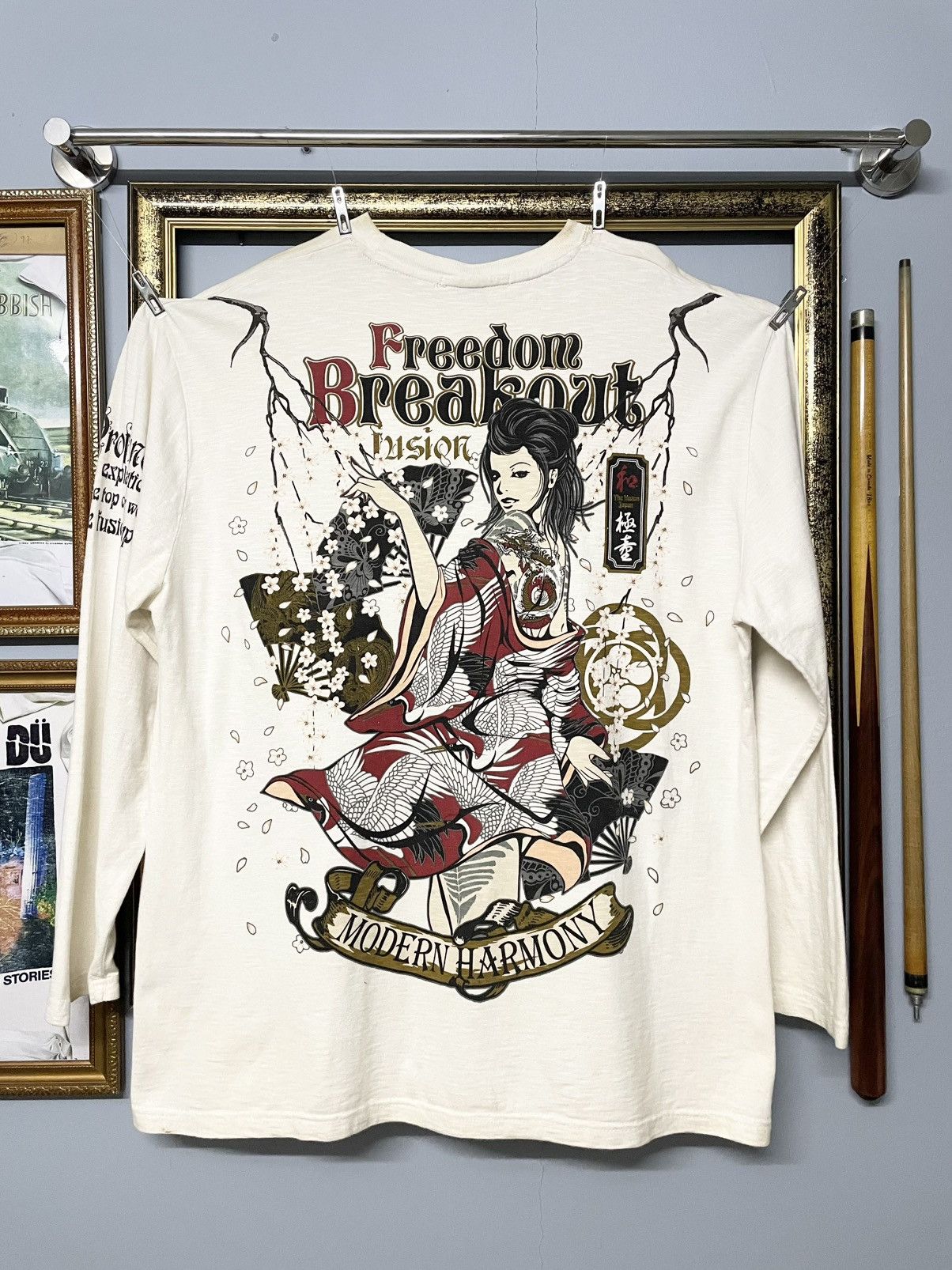 Beauty Beast Vintage 1990s Japan Designer The Fusion Sukajan Longsleeve Size US XL / EU 56 / 4 - 1 Thumbnail