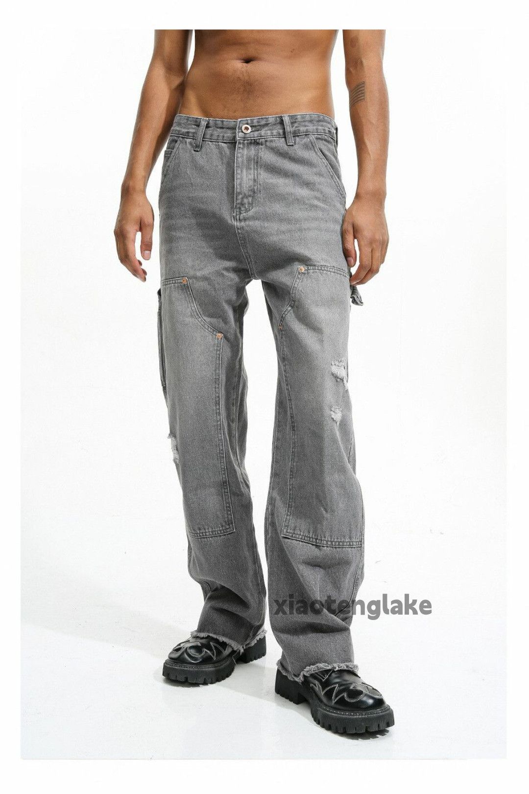 Jean × Vintage washed faded skate hiphop carpenter damaged jeans Size US 32 / EU 48 - 9 Thumbnail
