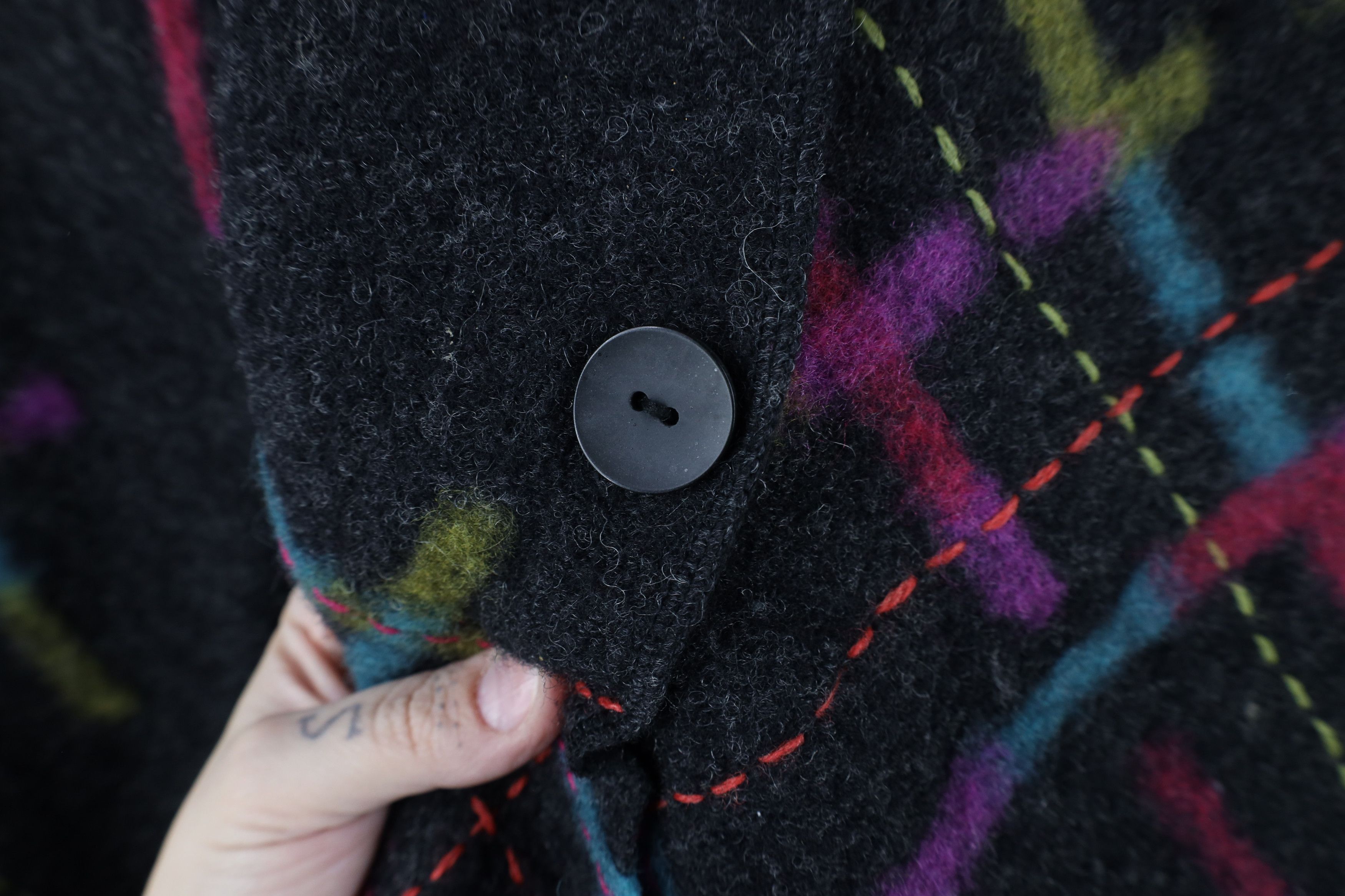 Vintage Vintage Y2K Streetwear Rainbow Wool Knit Cardigan Sweater Size L / US 10 / IT 46 - 6 Thumbnail