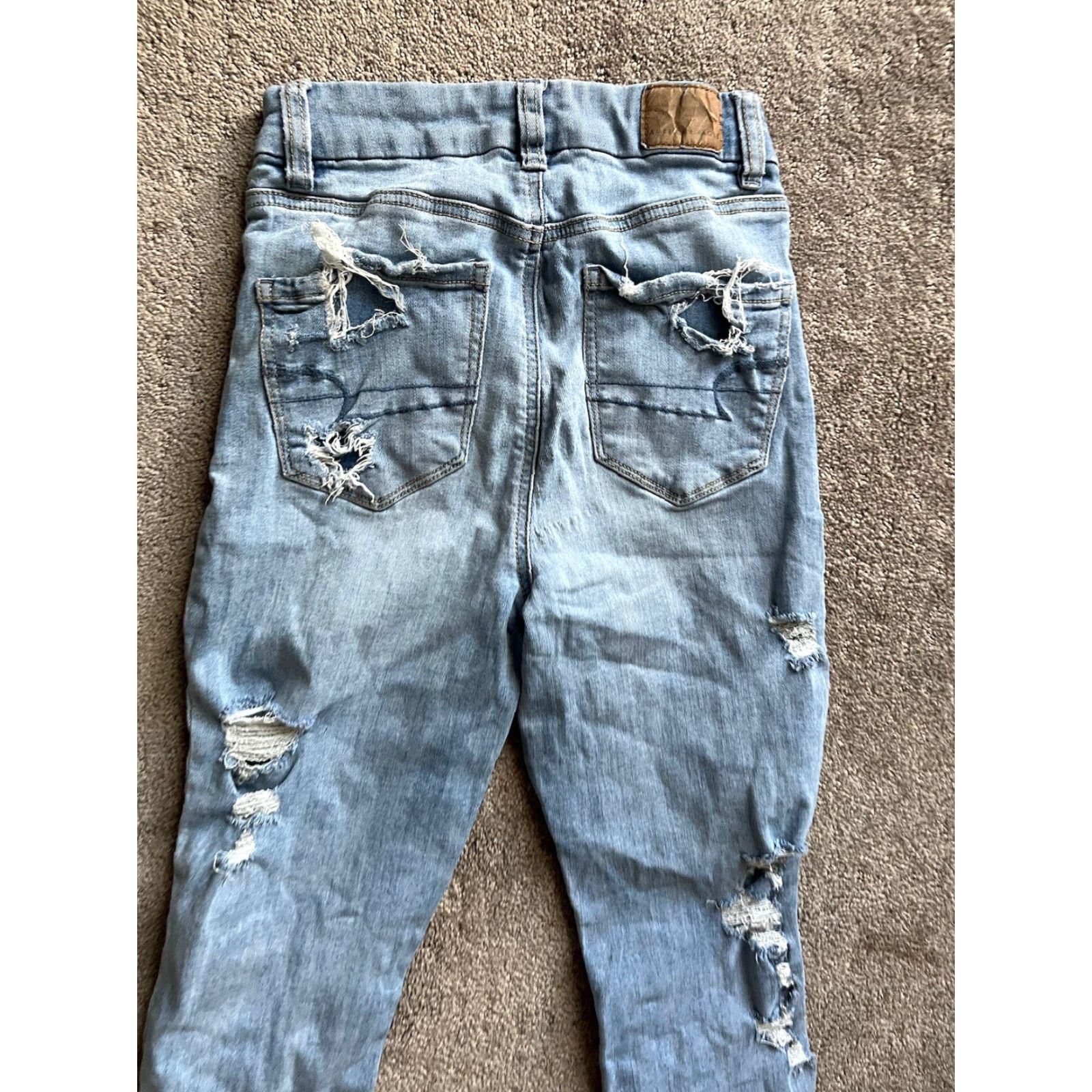 American Eagle Outfitters American Eagle Outfitters Jegging Jeans Womens 00 Blue High Rise Distressed Crop 5-Pocket Stretch Denim Size 24" / US 00 / IT 34 - 2 Thumbnail