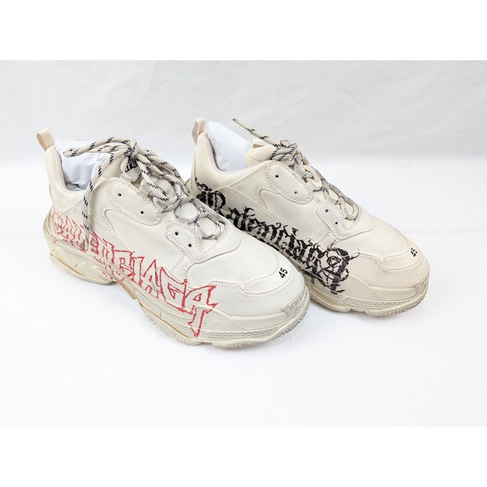 Balenciaga o1rshd1 Q:2 / Triple S Low-Top Sneakers in White/Red/Black Size US 10 / EU 43 - 15 Thumbnail