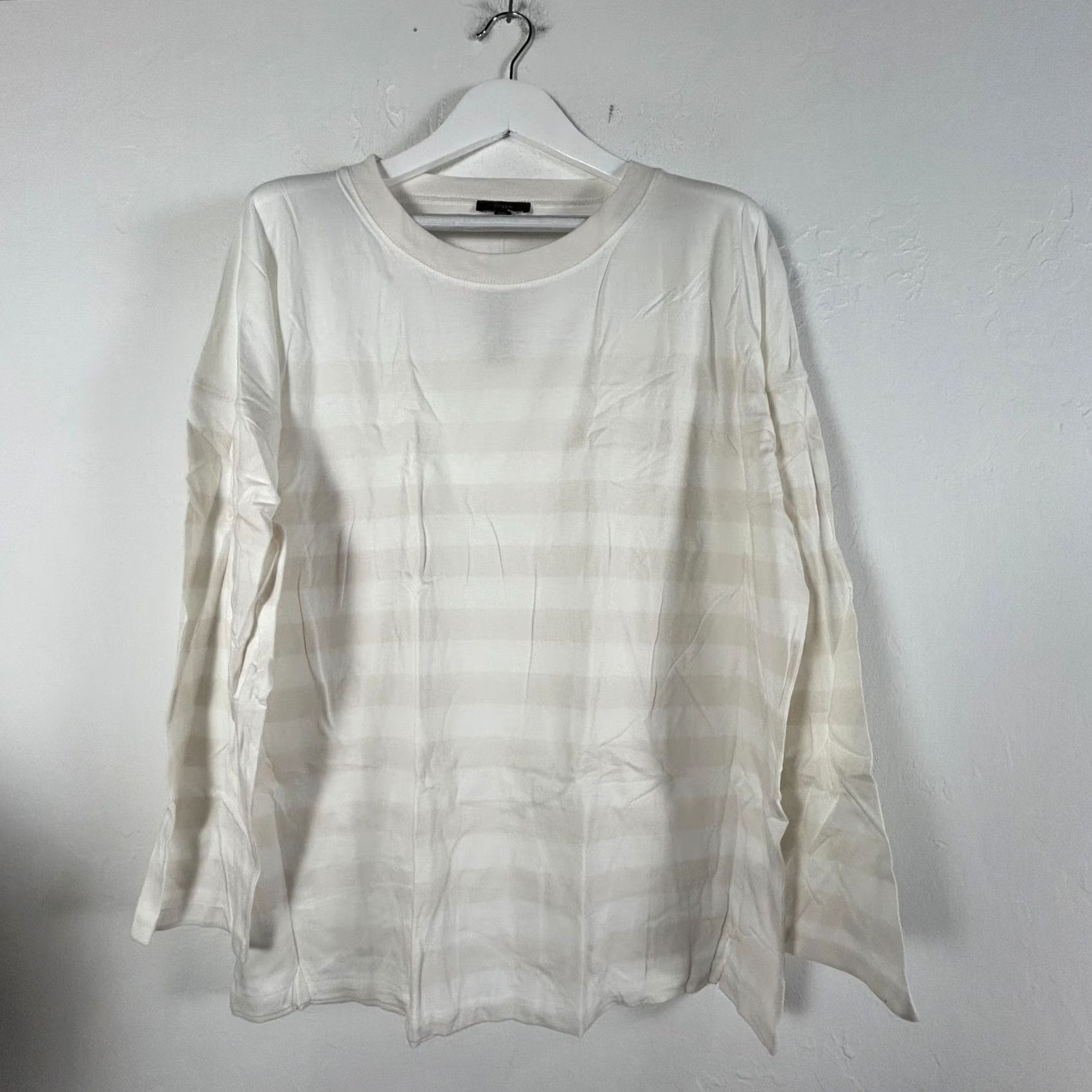 J.Crew J.Crew Womens Medium Cream Striped Essential Wide Sleeve T-Shirt NWT AY934 Size M / US 6-8 / IT 42-44 - 2 Thumbnail