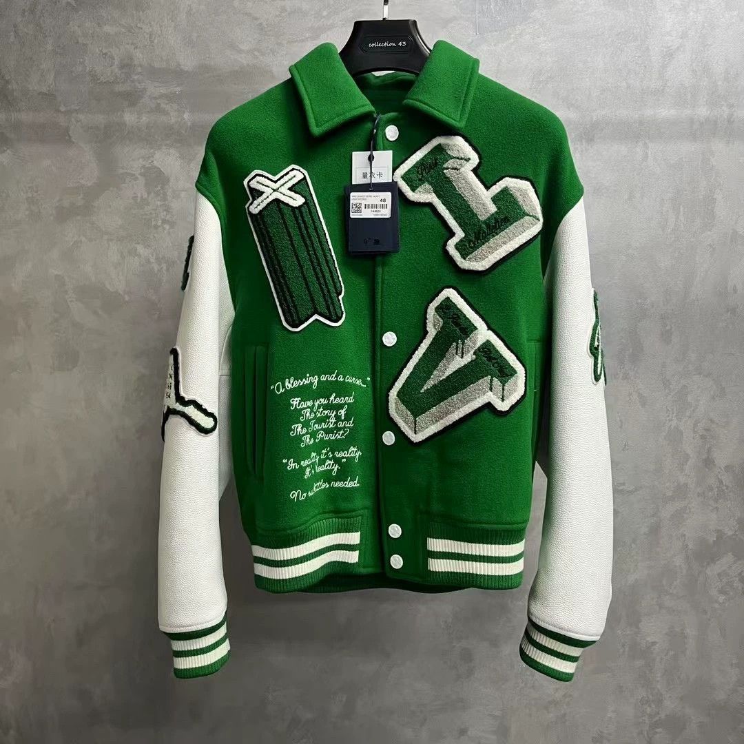 Louis Vuitton louis vuitton green letter baseball jacket Size US L / EU 52-54 / 3 - 1 Thumbnail