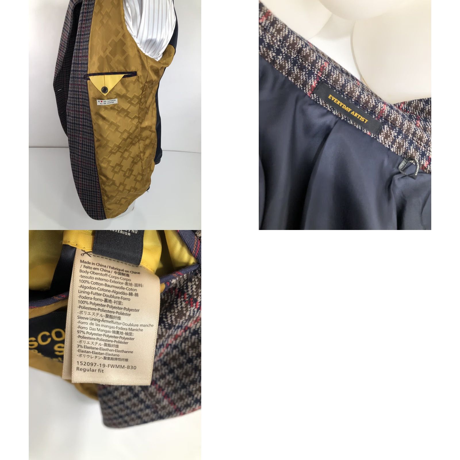 Scotch & Soda SCOTCH & SODA Blazer Mens L Blazer Jacket Brown / Blue / Red 90s B3 EXCELLENT Size 42R - 8 Thumbnail