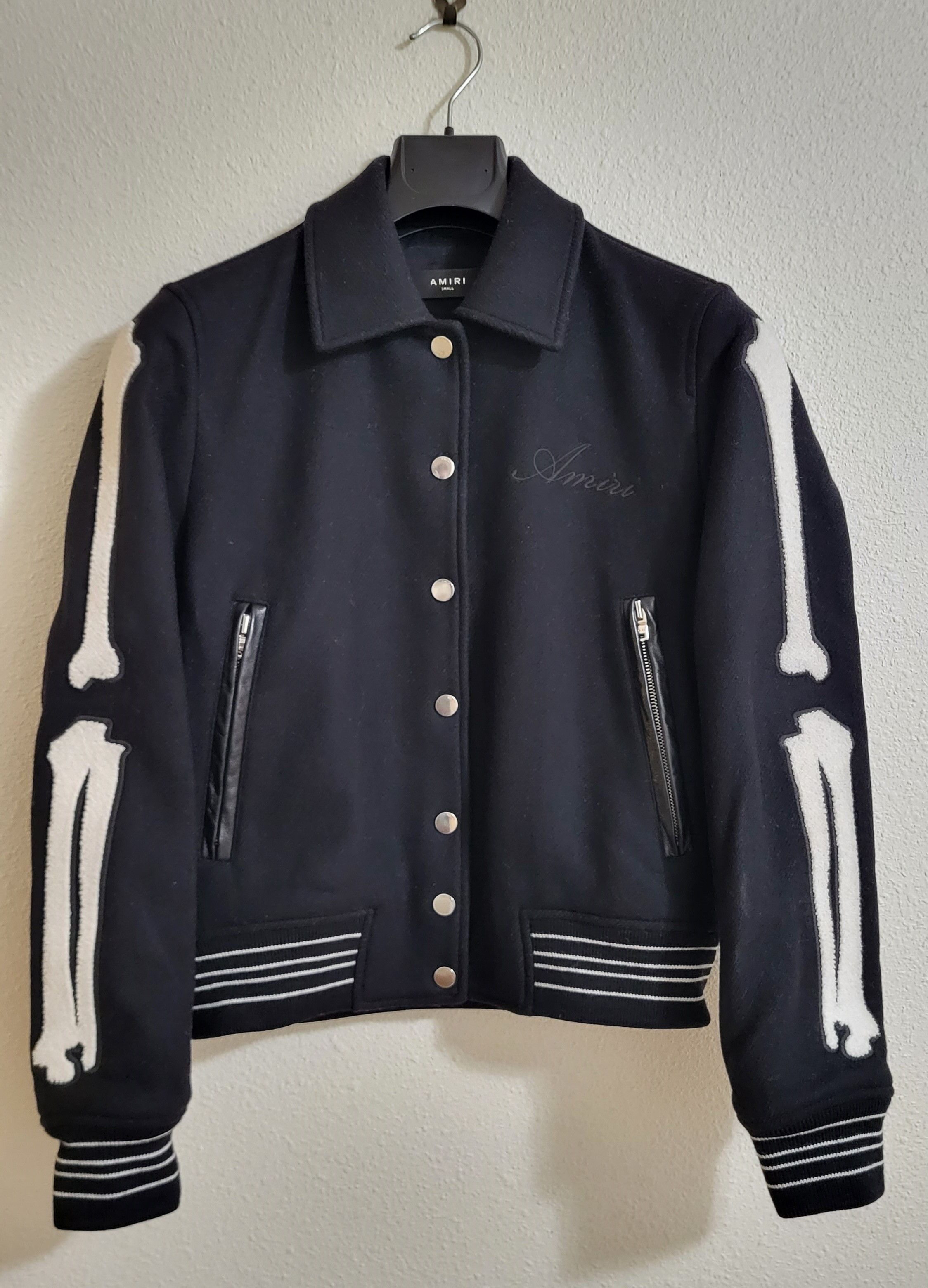 Amiri $1,690 Black Wool Bone Skeleton Varsity Jacket Size S / US 4 / IT 40 - 2 Thumbnail