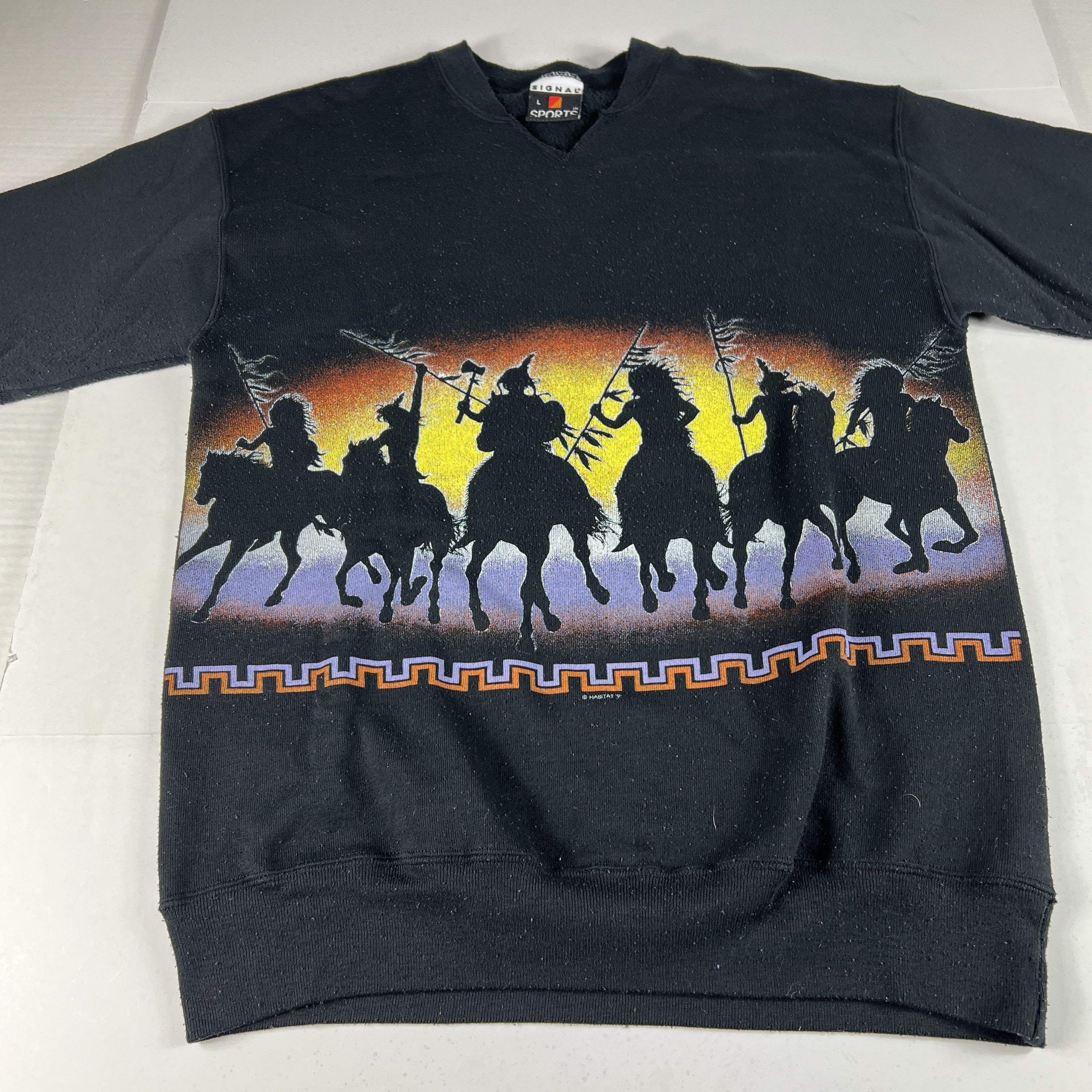Habitat VTG Indigenous Native Sweatshirt Black Wrap Around Crewneck Size US S / EU 44-46 / 1 - 8 Thumbnail