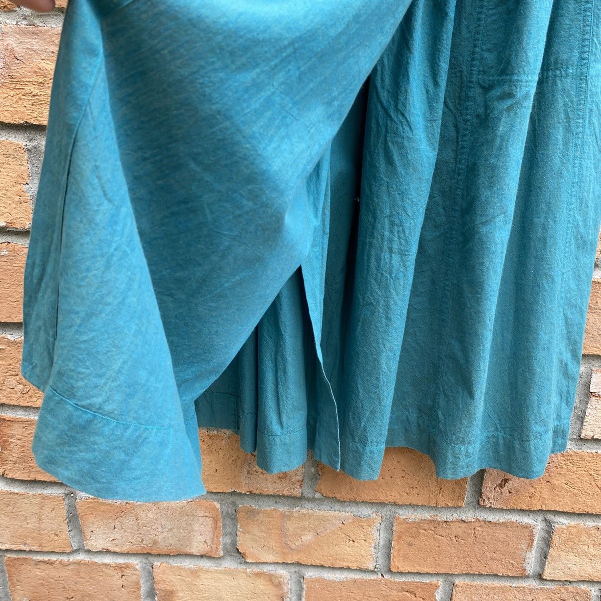Issey Miyake Plantation Teal Cotton Midi Skirt Size 25" / US 0 / IT 36 - 10 Thumbnail