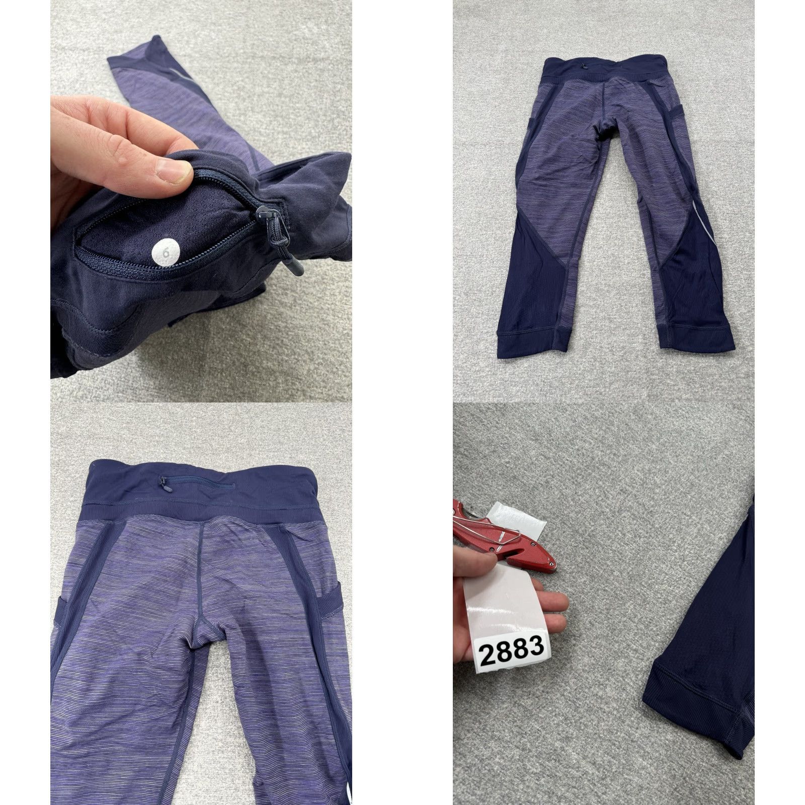 Lululemon Lululemon Leggings Chase Me Crop Size 6 Purple Blue 18” Striped Womens Size 28" / US 6 / IT 42 - 8 Thumbnail
