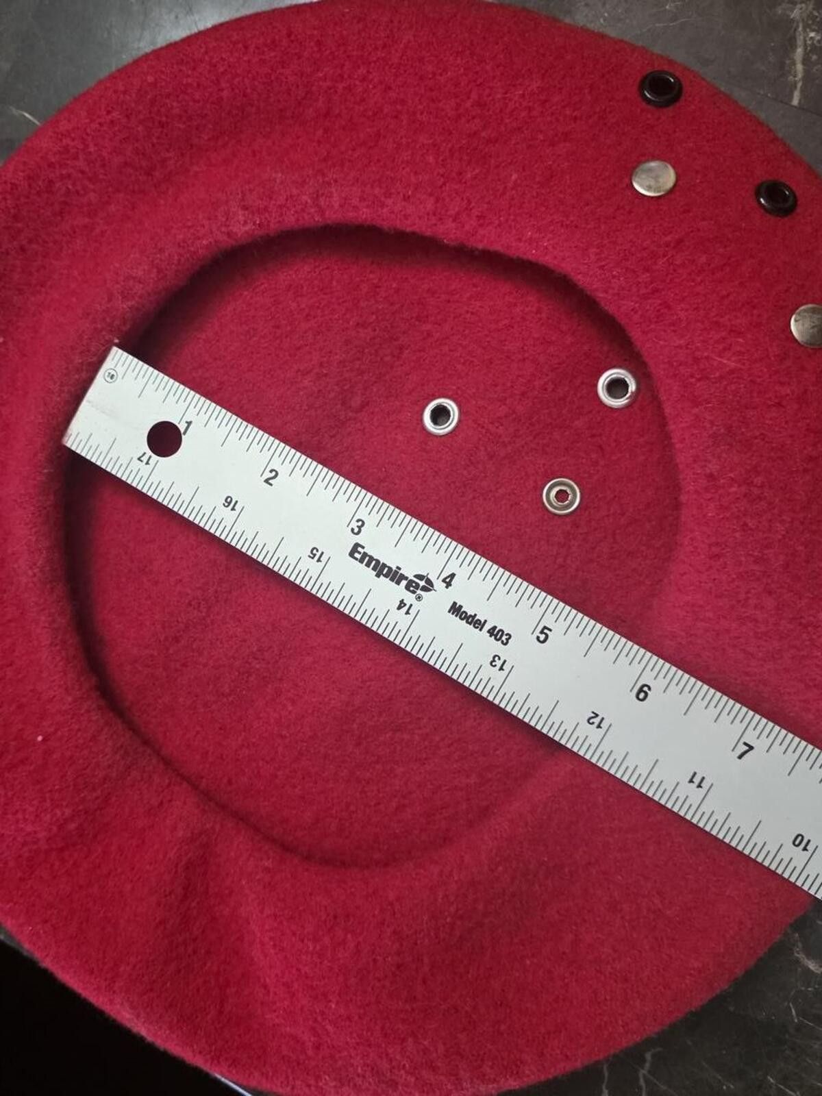 The Unbranded Brand Red Wool Beret with Decorative Studs One Size Fits Most Size ONE SIZE - 6 Thumbnail