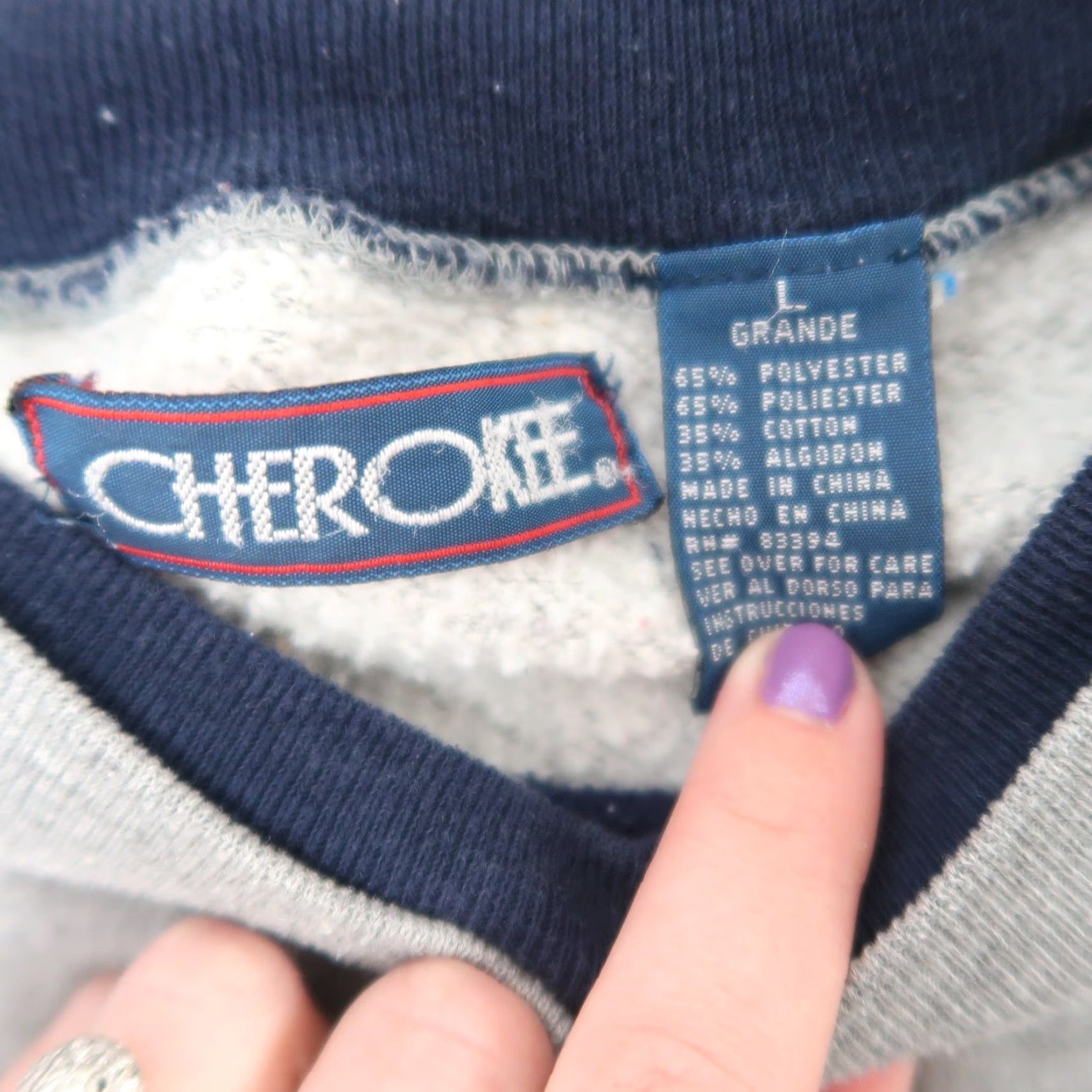 Cherokee VINTAGE Cherokee Sweatshirt Crew Neck Striped Mens L 90s Gray Navy Size US L / EU 52-54 / 3 - 4 Thumbnail