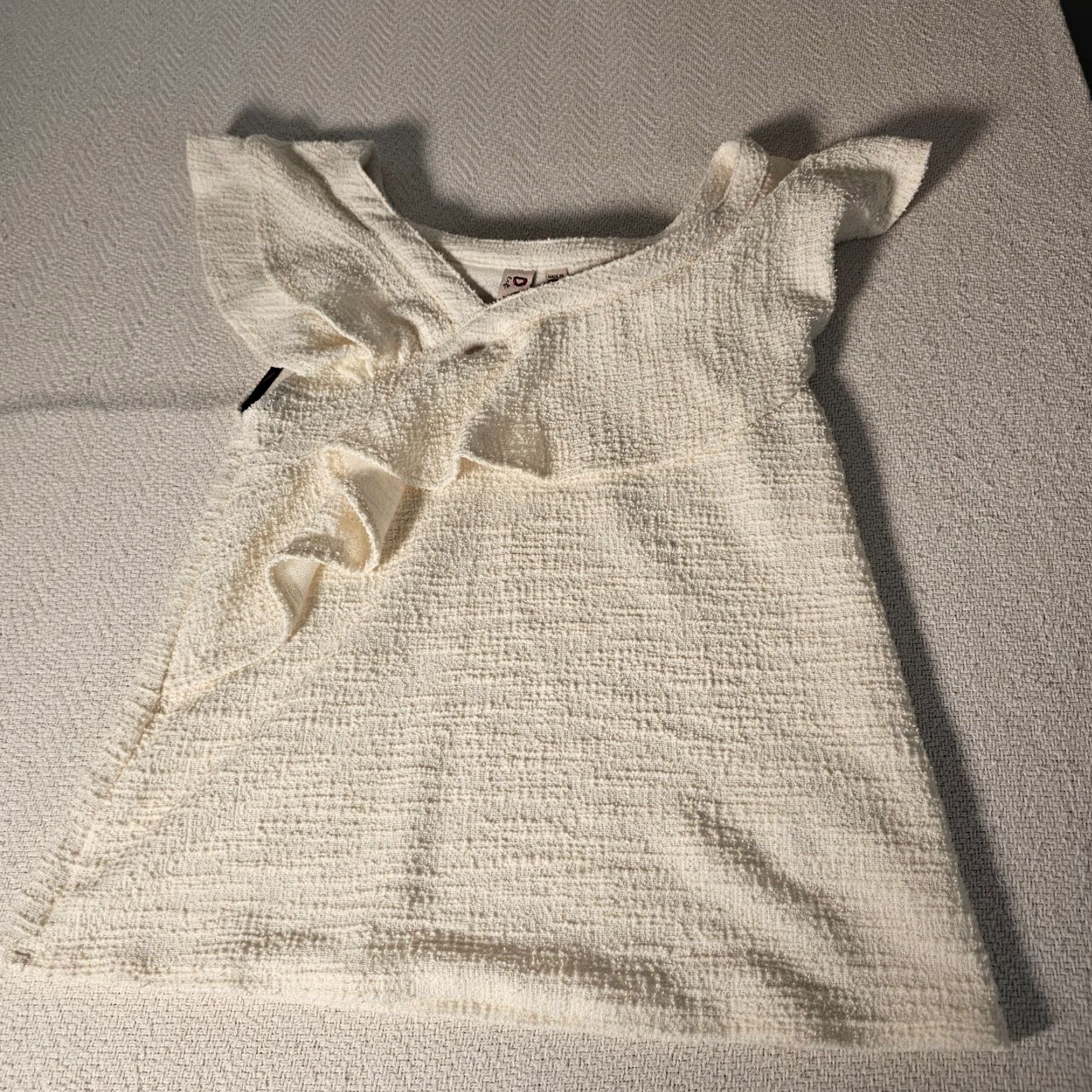 Anthropologie VINTAGE Anthropologie Dolan Left Coast Women's Sleeveless One Shoulder Ruffle Neck Cotton Blend XS Ivory Top Size XS / US 0-2 / IT 36-38 - 5 Thumbnail