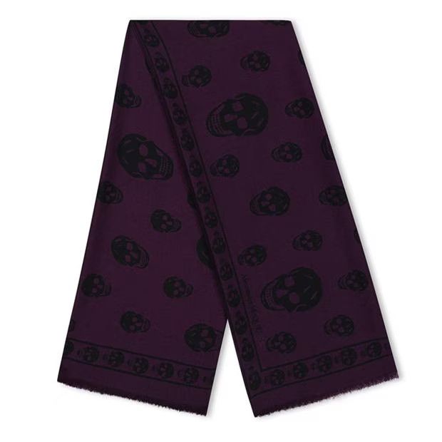 Alexander McQueen o1g2r1mq0824 Size: OS / Biker Skull Print Scarf Nightshade Size ONE SIZE - 1 Thumbnail