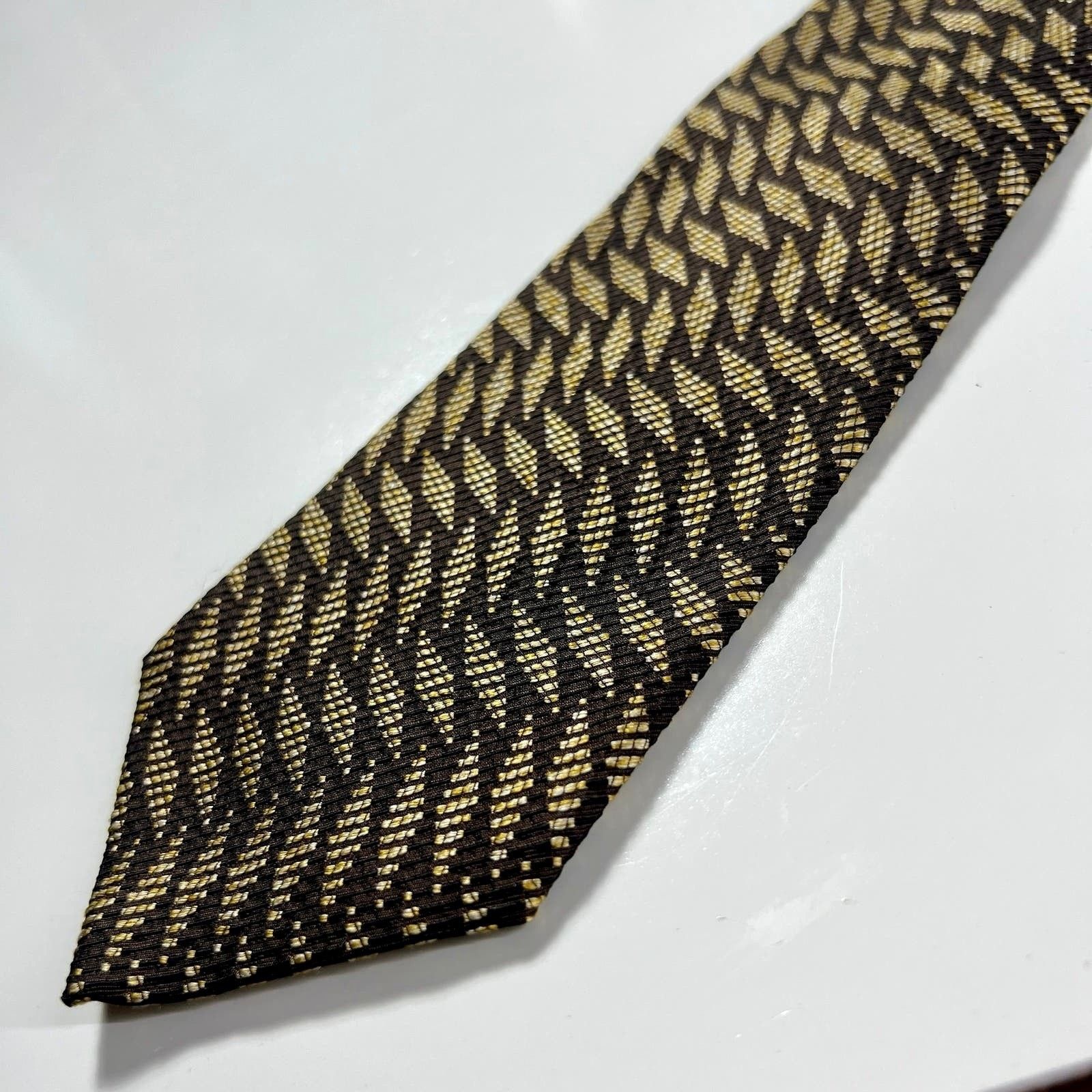 Coach Coach Men's Tie Black Gold Made In Italy Silk Woven Necktie Size ONE SIZE - 6 Thumbnail
