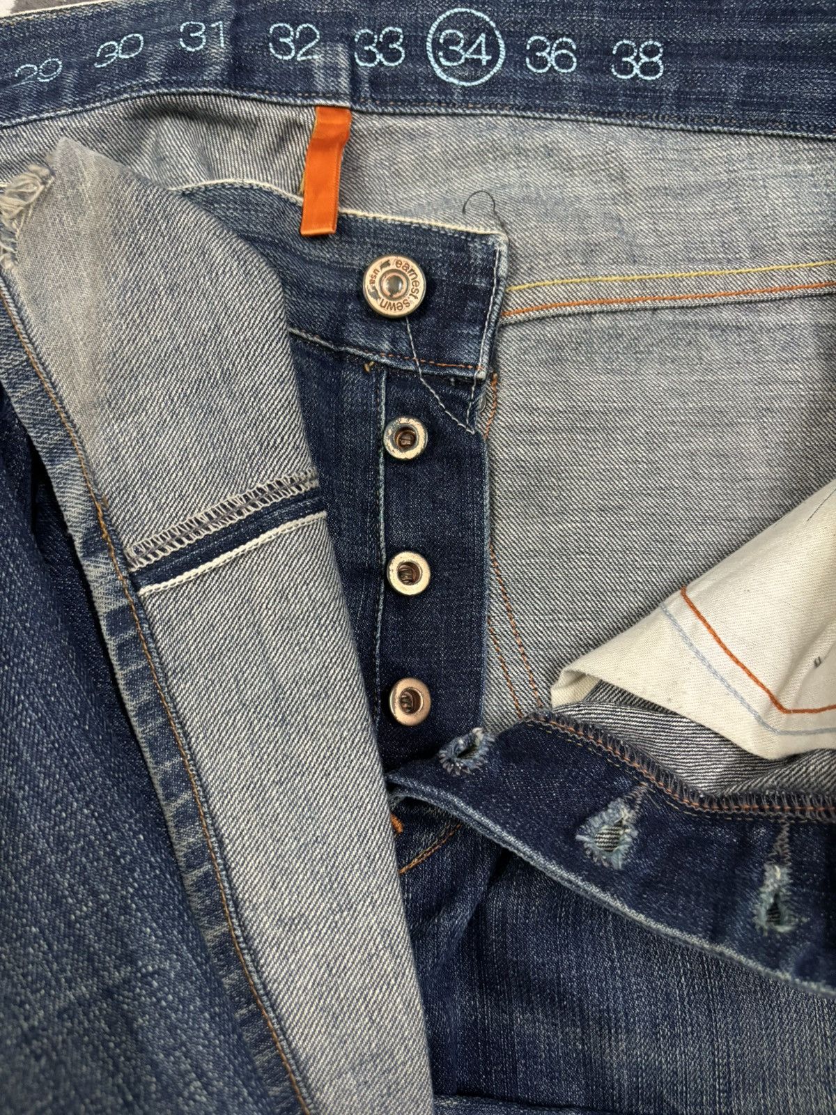 Earnest Sewn Vintage 2000s Earnest Sewn Half Selvedge Distressed Jeans Size US 35 - 5 Thumbnail