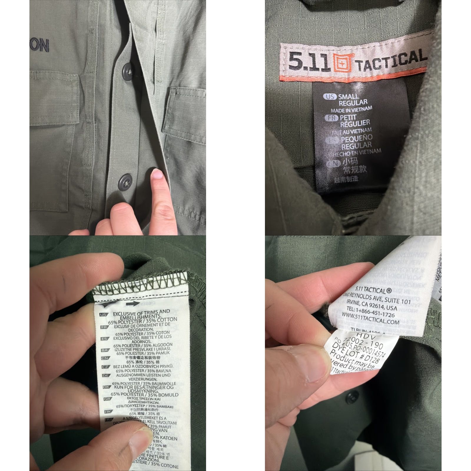 Vintage 5.11 Tactical TDU Ripstop Button-Up Shirt Army Green Embroidered Size S Mens Shirt Size US S / EU 44-46 / 1 - 8 Thumbnail