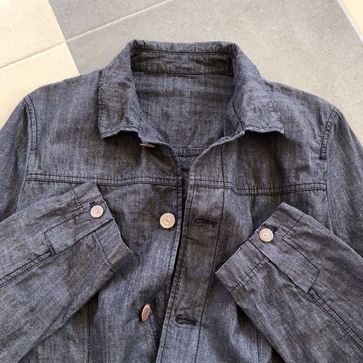 Japanese Brand 291295 HOMME Black Denim Button Jacket Size M / US 6-8 / IT 42-44 - 5 Thumbnail