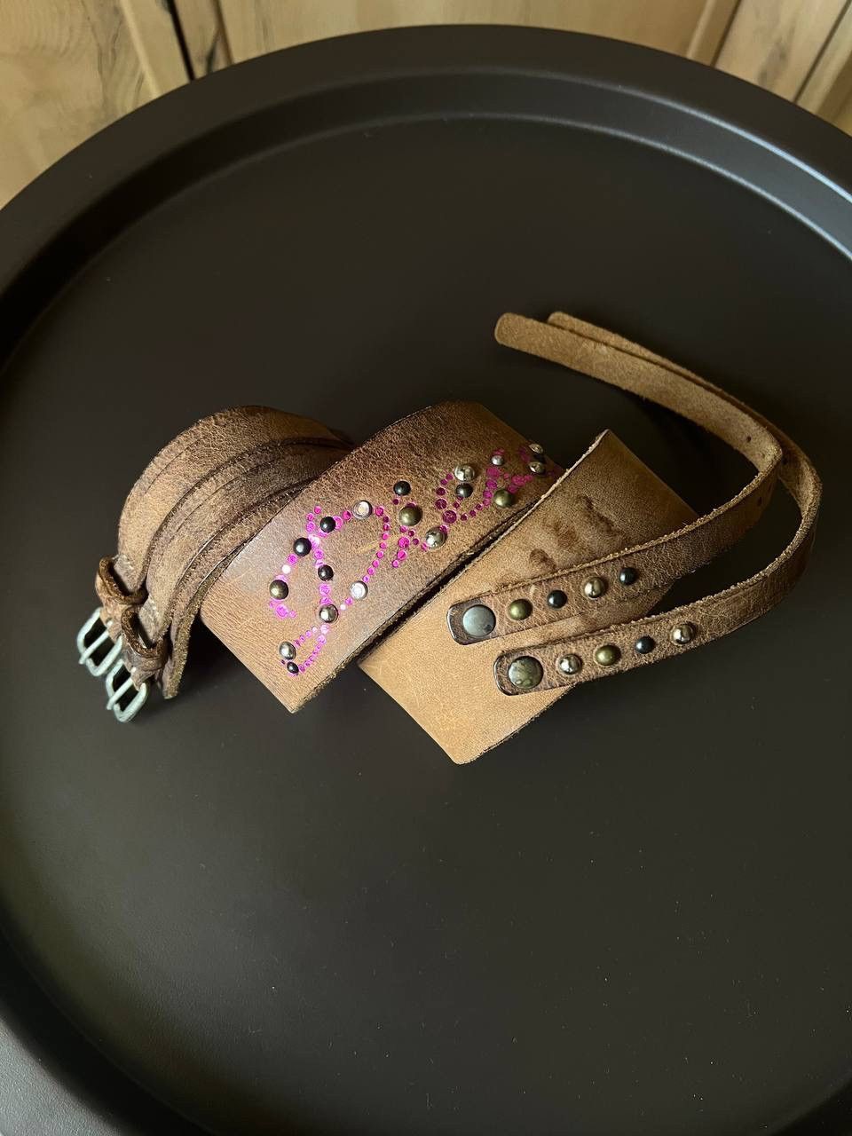 Diesel × Vintage Vintage Diesel western double cowboy rhinestone leather belt Size ONE SIZE - 1 Thumbnail