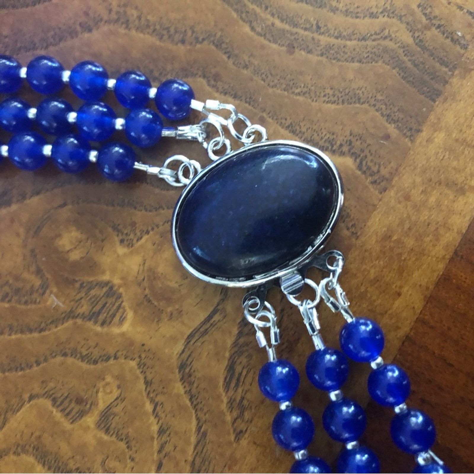 Handmade Handcrafted lazurite bead oval lapis stone clasp necklac Size ONE SIZE - 11 Thumbnail