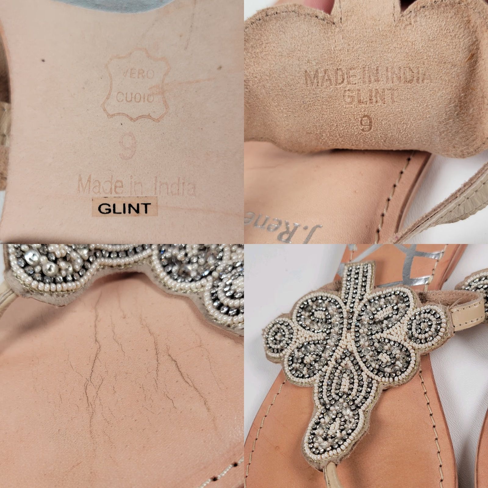 Vintage J. Renee Rhinestone Thong Sandals Women's Size 9 Olivia Miller Slip On Flat Silver Rhinestone Sandal Slide Women Shoes Size US 9 / IT 39 - 8 Thumbnail