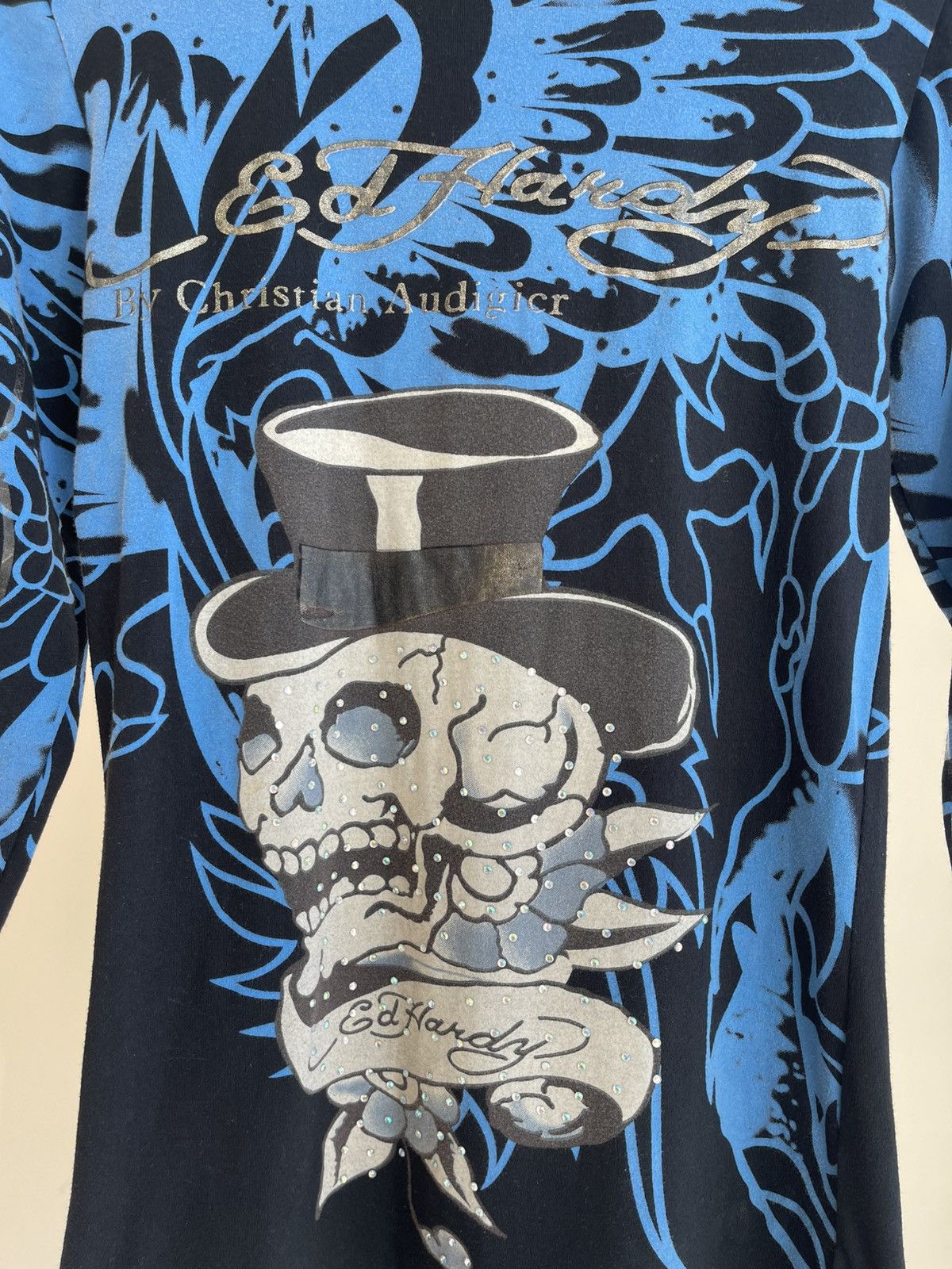 Ed Hardy Y2K Tattoo Skull Overprint Long Sleeve T-Shirt 2000s Vintage Size M / US 6-8 / IT 42-44 - 5 Thumbnail
