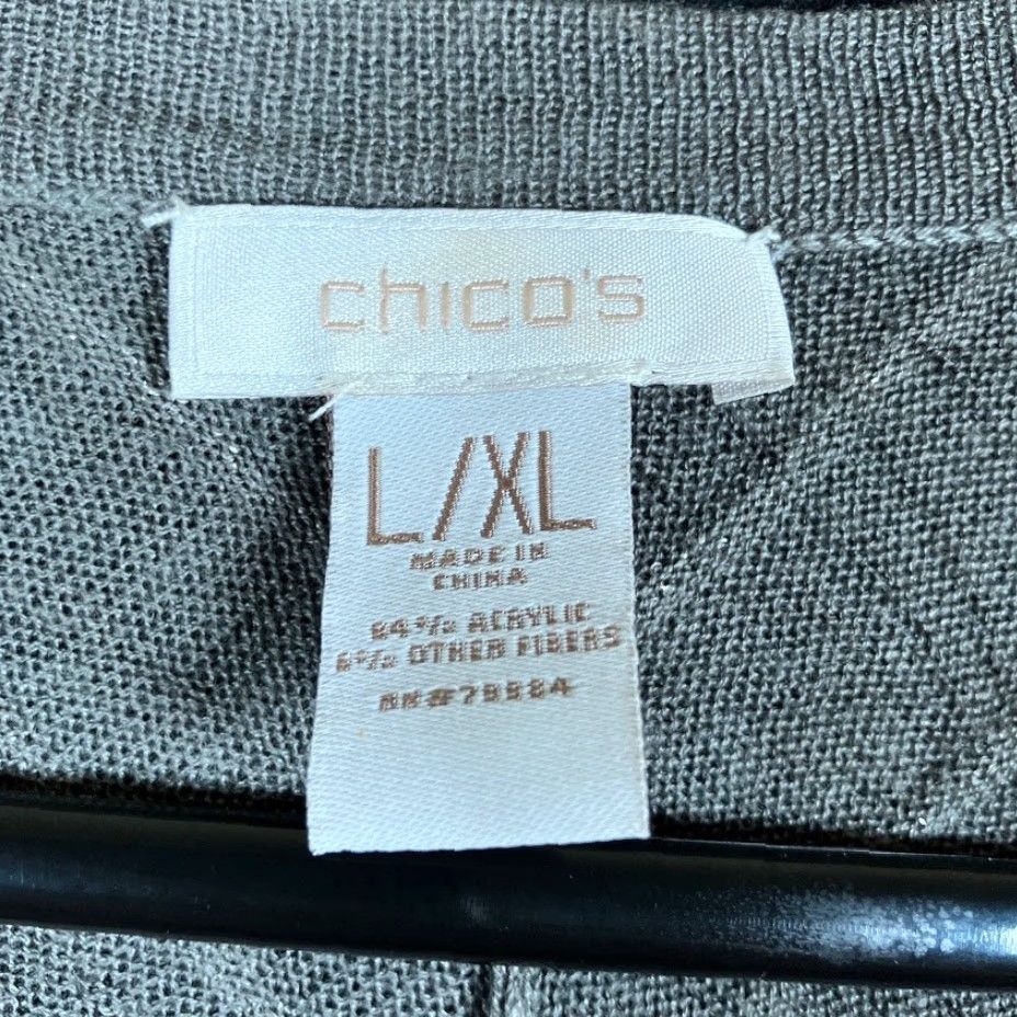 Vintage Chicos Womens Sweater Poncho Shawl Gray White Striped Lightweight L/XL Knit Pullover Casual Warm Size L / US 10 / IT 46 - 6 Thumbnail