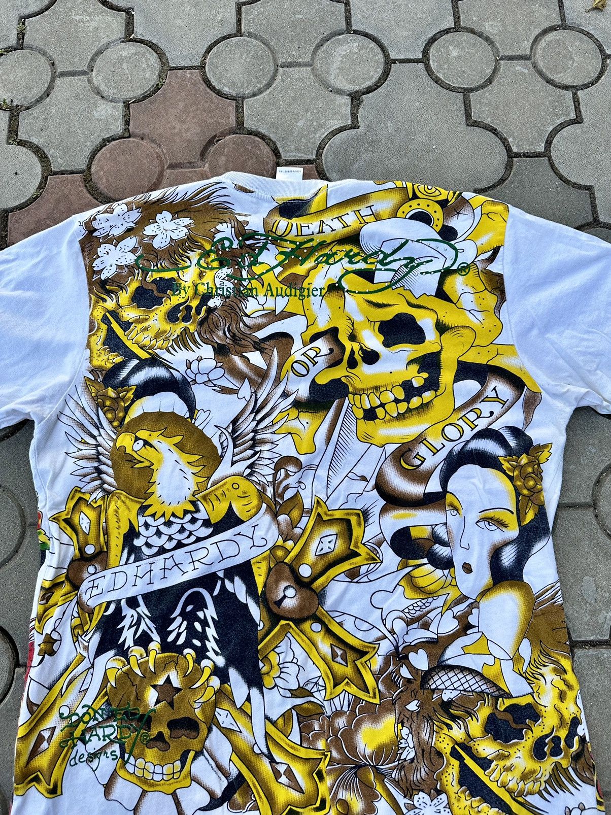 Vintage Ed Hardy All Over Print Japanese Skull Tee Shirt