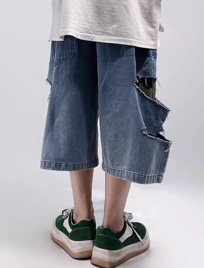 Japanese Brand × Jean Torn Retro Hip Hop Loose Shorts Size US 32 / EU 48 - 3 Thumbnail