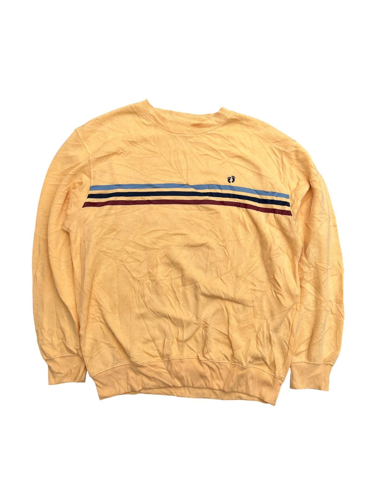 Vintage Hang Ten Striped Sweatshirt Pale Yellow Surf Style