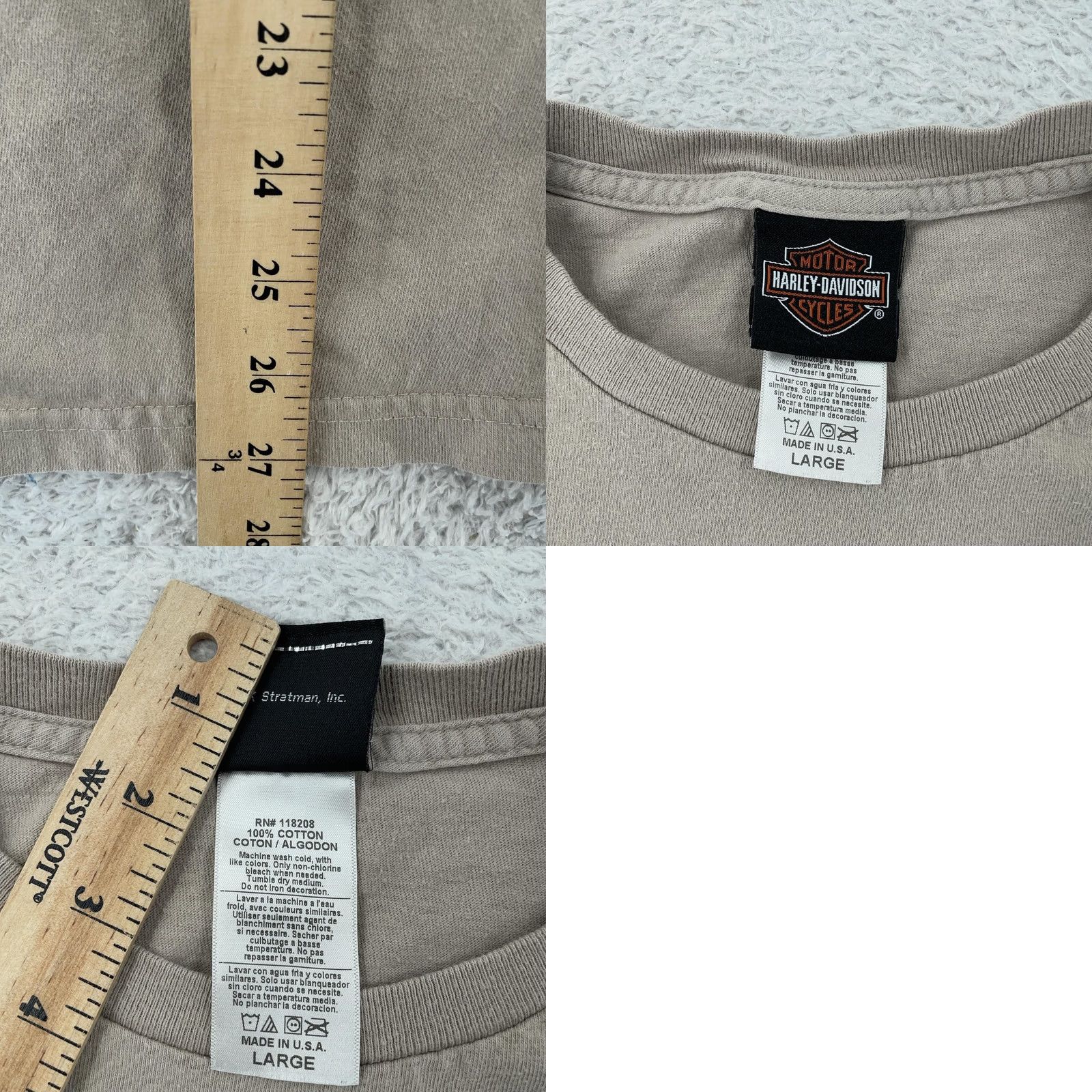 Harley Davidson Harley-Davidson T-Shirt Mens L Tan USA Graphic Print Crew Neck Short Sleeve 100% Cotton Vintage: No Size US L / EU 52-54 / 3 - 8 Thumbnail