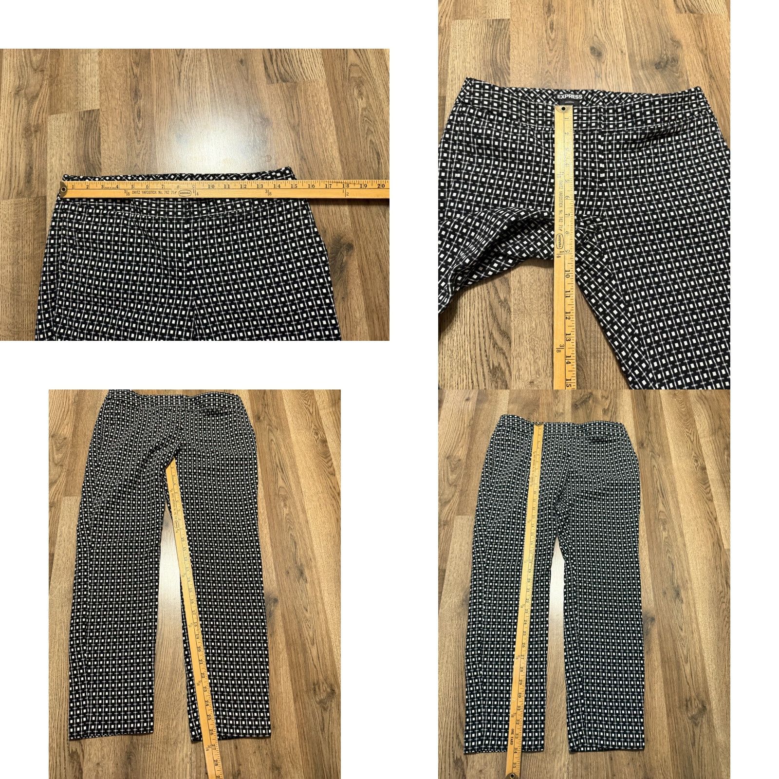 Express Express Pants Womens 6R Black White Straight Allover Print Flat Front Columnist Pants Casual Regular Inseam 26.5in Size 6R Black Express Womens Pants Size 28" / US 6 / IT 42 - 8 Thumbnail