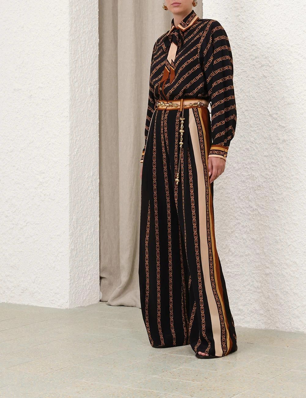 Zimmermann oc11z0226 Relaxed Shirt In Black/Brown Size S / US 4 / IT 40 - 9 Thumbnail