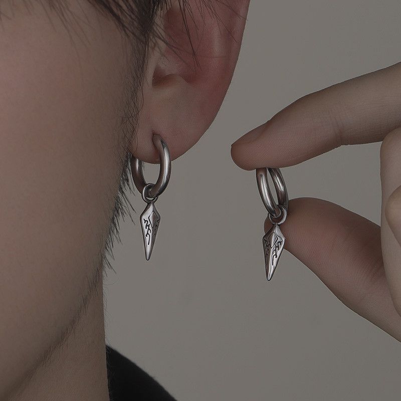 Jewelry × Sterling Silver One pairs Punk Earrings Gothic Punk Chrome Jewelry Spike Size ONE SIZE - 3 Thumbnail