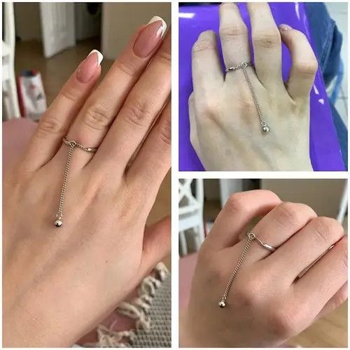 Vintage Authentic 925 Sterling Silver Sweet Beads Chain Open Ring Size ONE SIZE - 4 Thumbnail