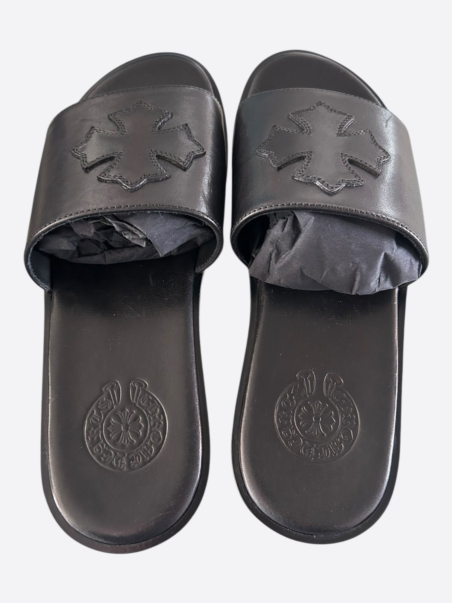 Chrome Hearts Chrome Hearts Black Cross Patch Slides Size US 8 / EU 41 - 4 Thumbnail