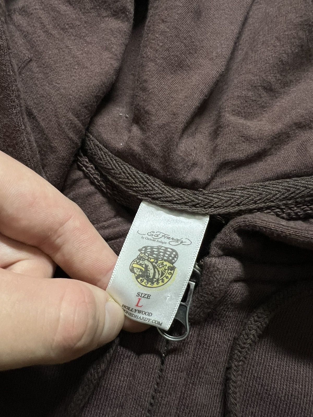 Ed Hardy Vintage Y2k Brown🤎 Ed Hardy Designs Skull Love Zip Hoode 00s Size L / US 10 / IT 46 - 10 Thumbnail