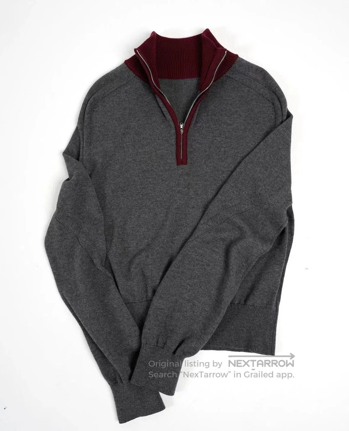 KIJIMA TAKAYUKI structured half zip knit sweater in gray. Size US S / EU 44-46 / 1 - 2 Thumbnail