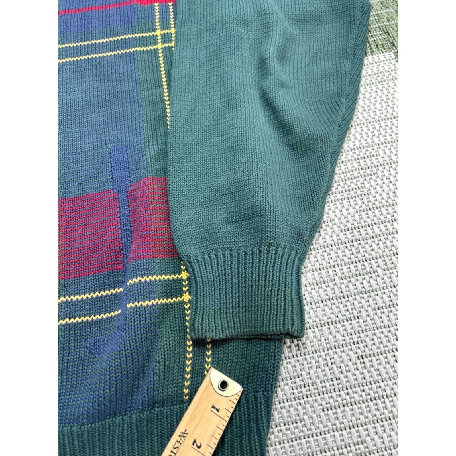 Vintage VINTAGE Joey Taylor Sweater Mens Medium Green Cotton Plaid Tight Knit Crew Neck Size US M / EU 48-50 / 2 - 5 Thumbnail