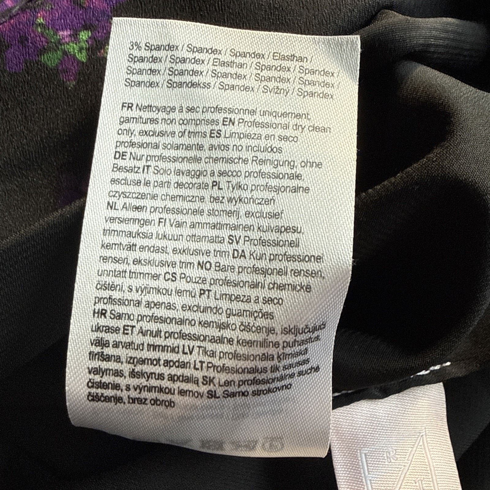 Amur Amur Giulia Black Purple Pleated Floral Print L/S Mini 0 Size XS / US 0-2 / IT 36-38 - 7 Thumbnail