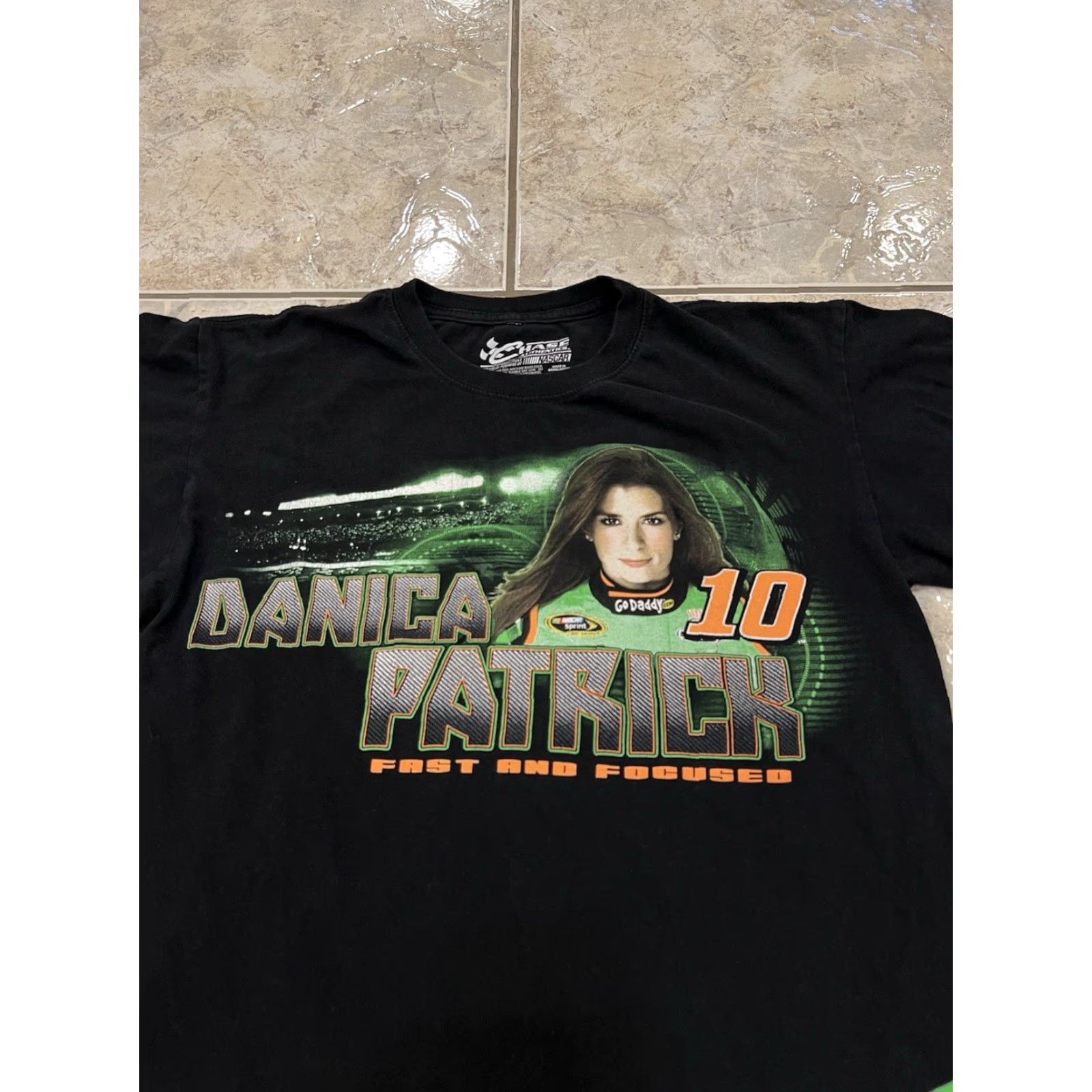 Chase Authentics Chase Authentics Chase Danica Patrick #10 Indy Car Series NASCAR T-Shirt Black Adult Medium Crew Neck Short Sleeve Cotton Logo Cars Size US M / EU 48-50 / 2 - 3 Thumbnail