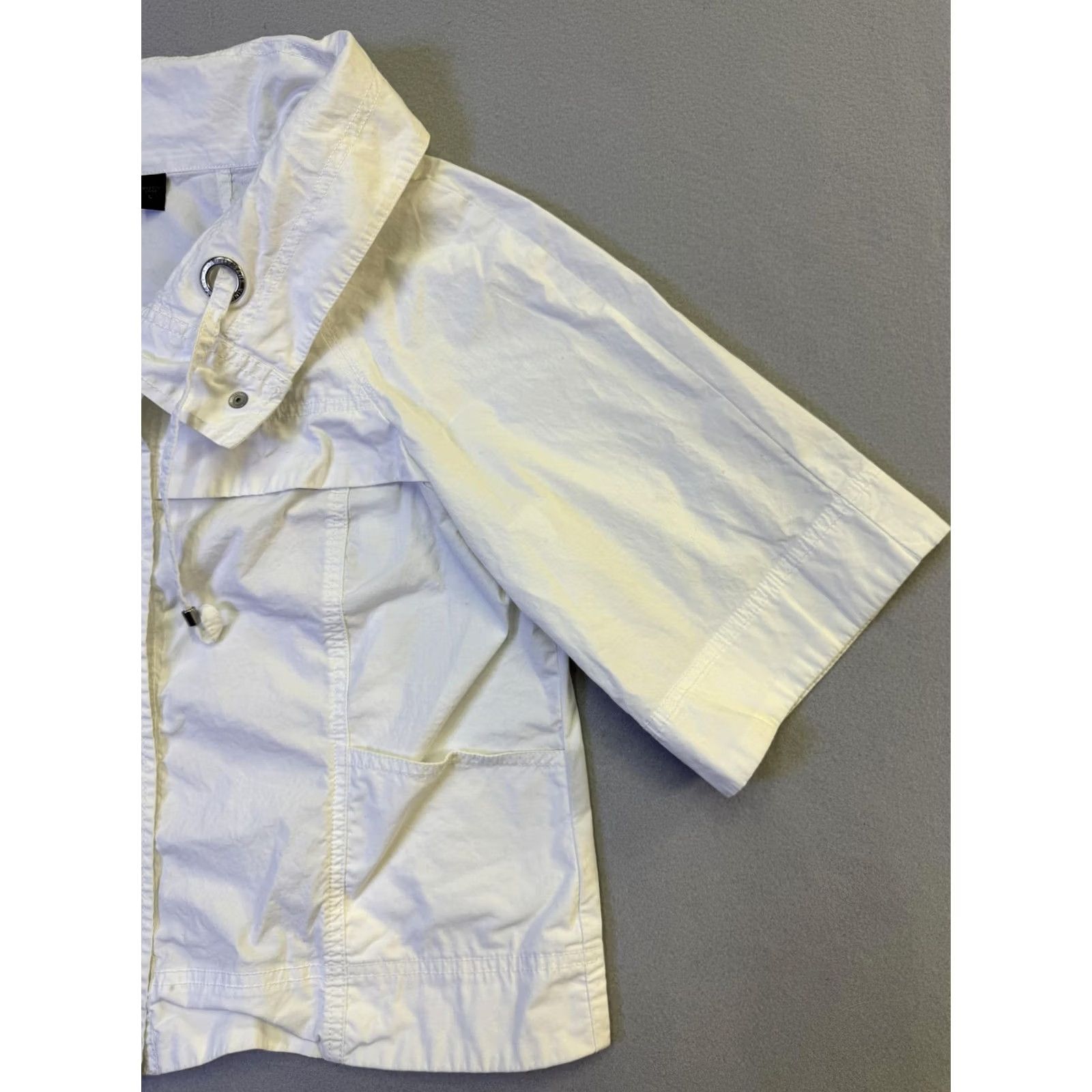 Nine West Nine West Jeans Jacket Womens Large White Twill Snap Front 3/4 Sleeve Short Size 36" / US 14 / IT 50 - 2 Thumbnail