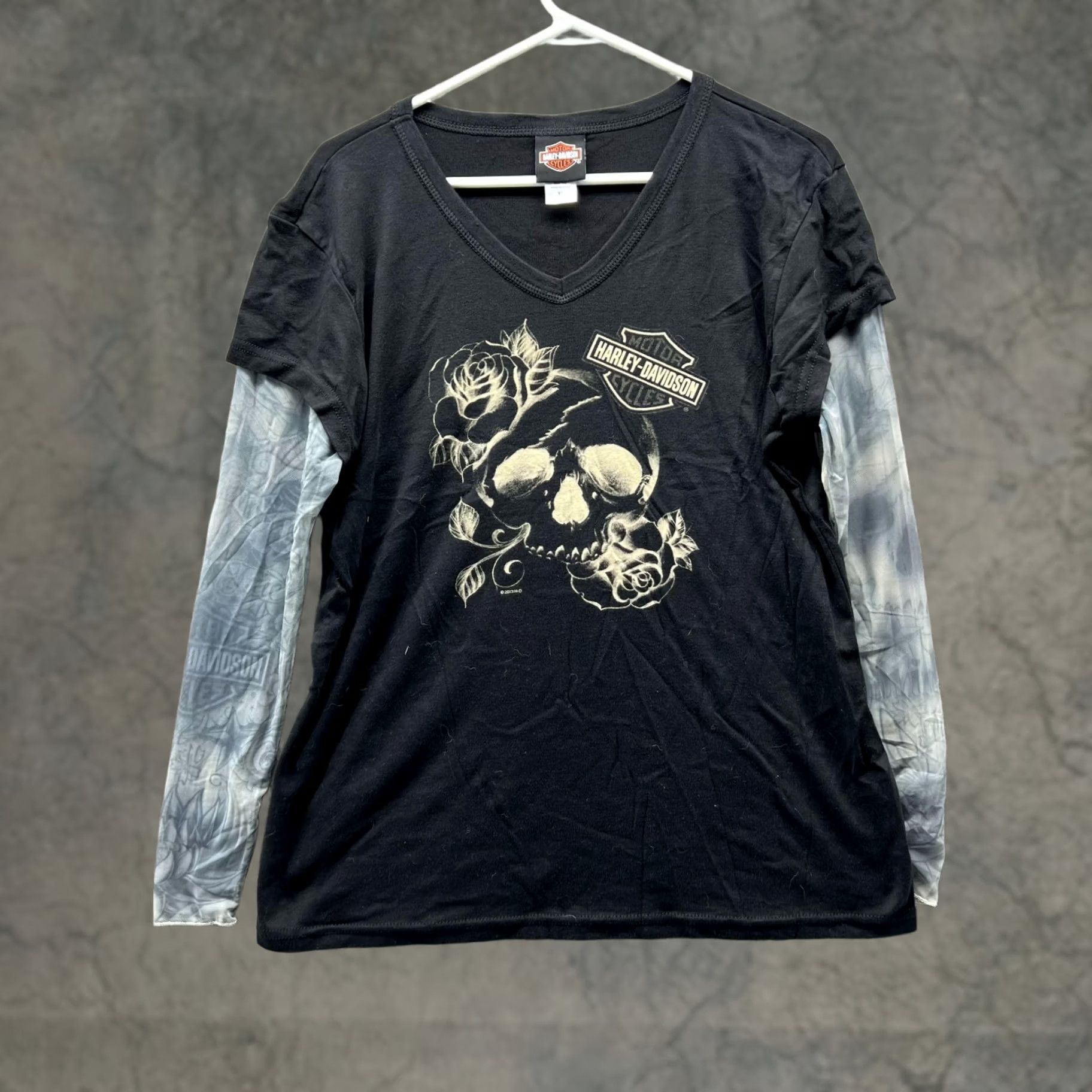 Harley Davidson Harley-Davidson Womens XL Skull Black Vintage Tee Long Sleeve Seacoast Casual Party Wear Size XL / US 12-14 / IT 48-50 - 1 Thumbnail