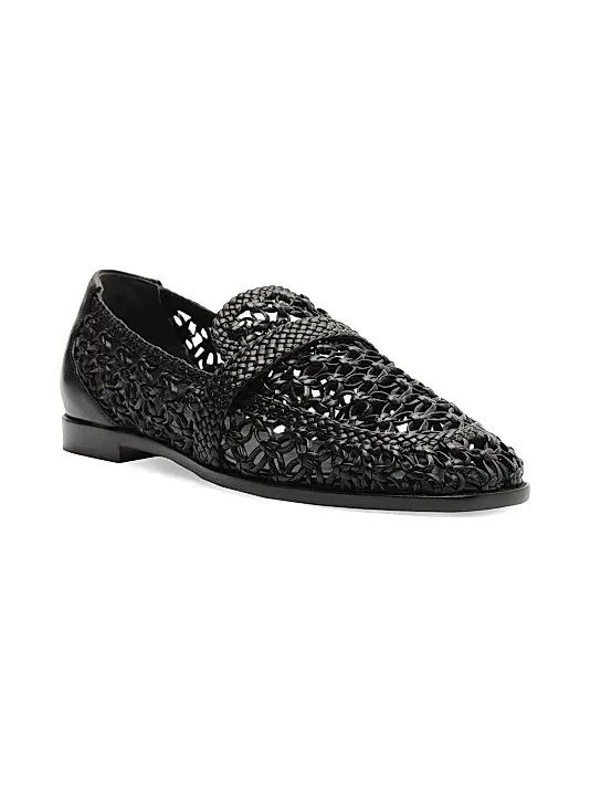 Alexandre Birman os11x1225 Jane Tresse Woven Leather Loafers in Black Size US 8 / IT 38 - 2 Thumbnail