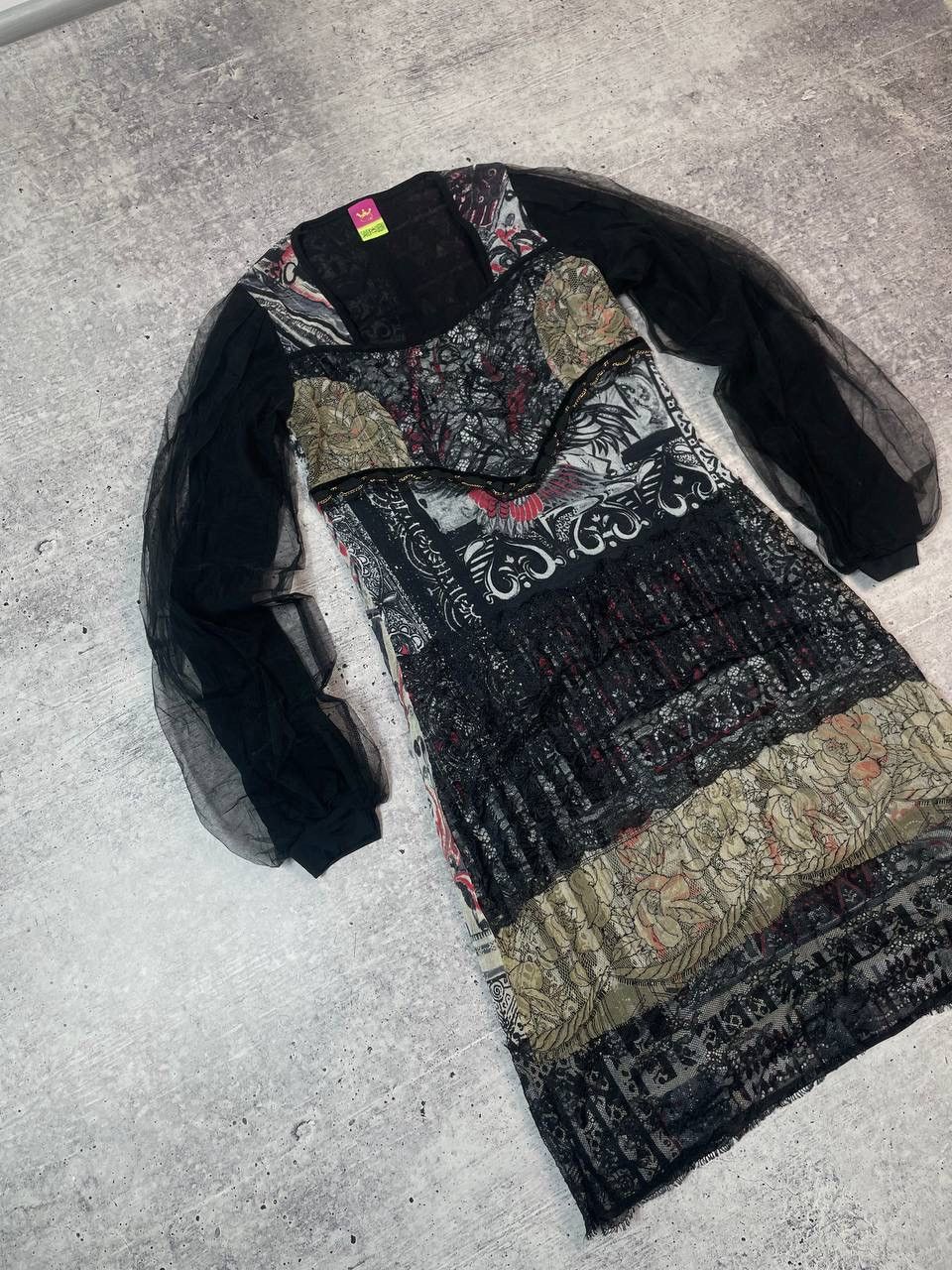 Hysteric Glamour Vintage 00s Save The Queen Midi Dress Mesh Y2K Size XL / US 12-14 / IT 48-50 - 2 Thumbnail