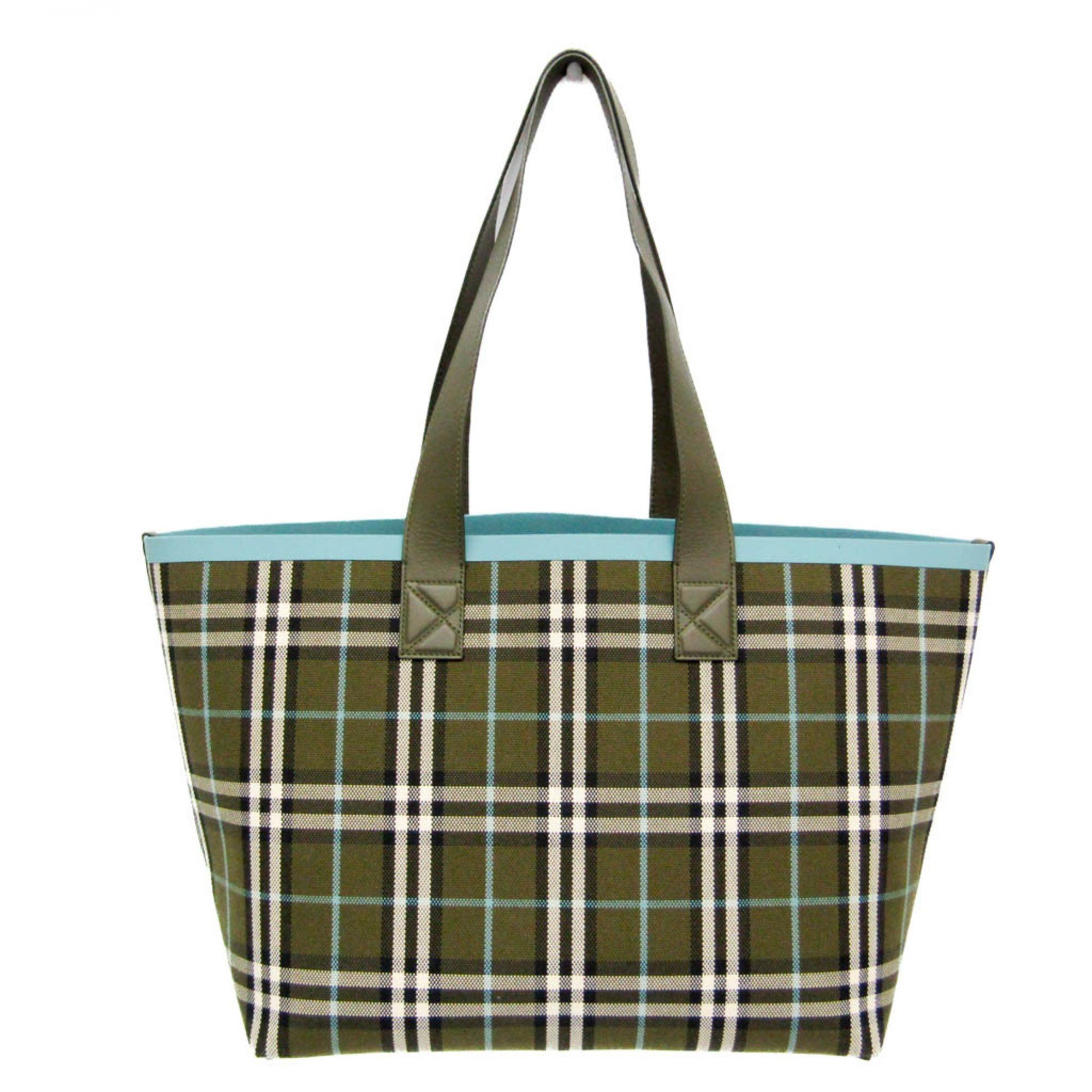 Burberry Comes With Pouch Women,men Leather,canvas Tote Bag Blue,dark Green,white, Women's