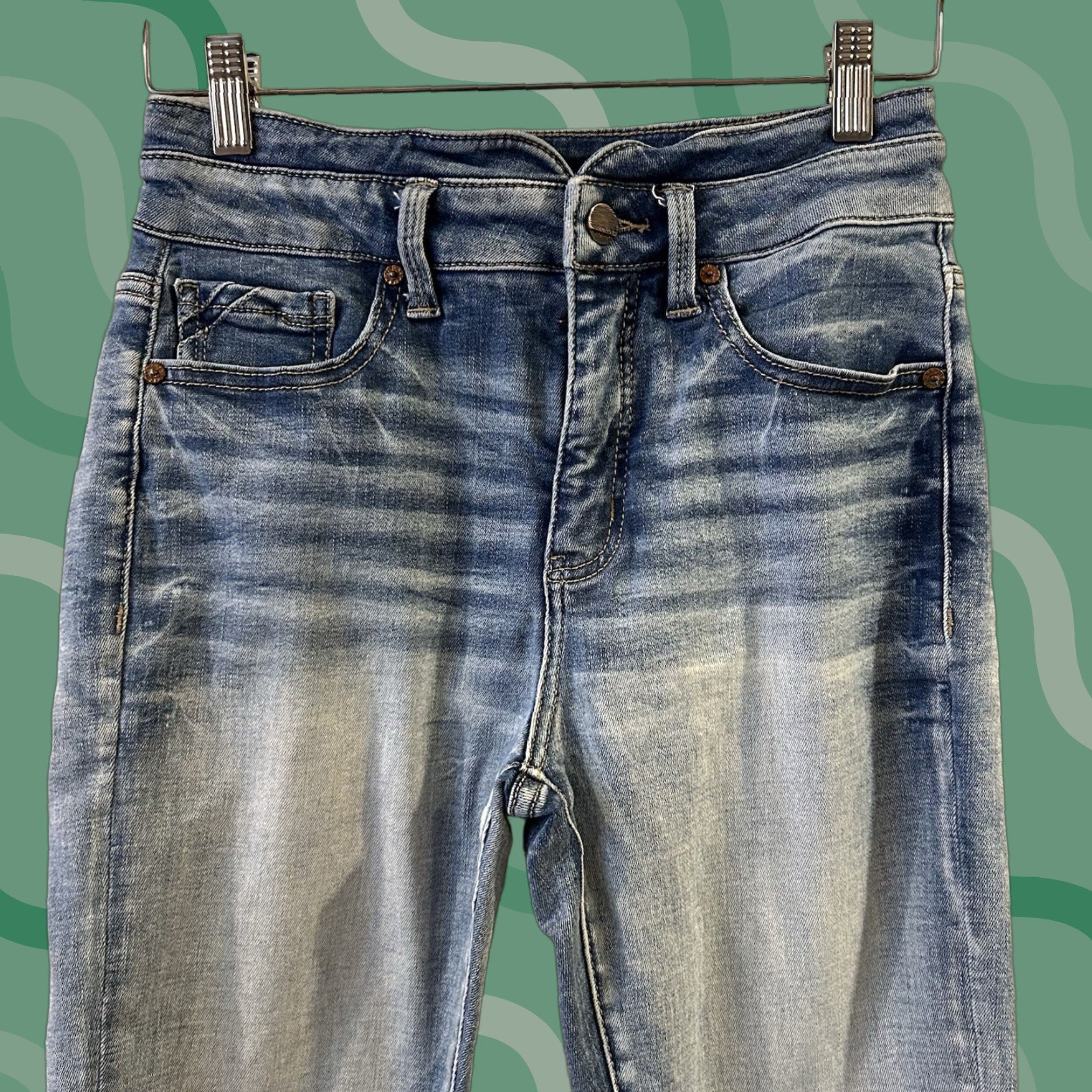 Vintage Buckle Women’s Jeans Skinny City Rock Logo Blue Denim 27x29 Mid Rise 8.5-10.5 Inseam 29 Zip Button Regular Womens Size 27" / US 4 / IT 40 - 1 Thumbnail